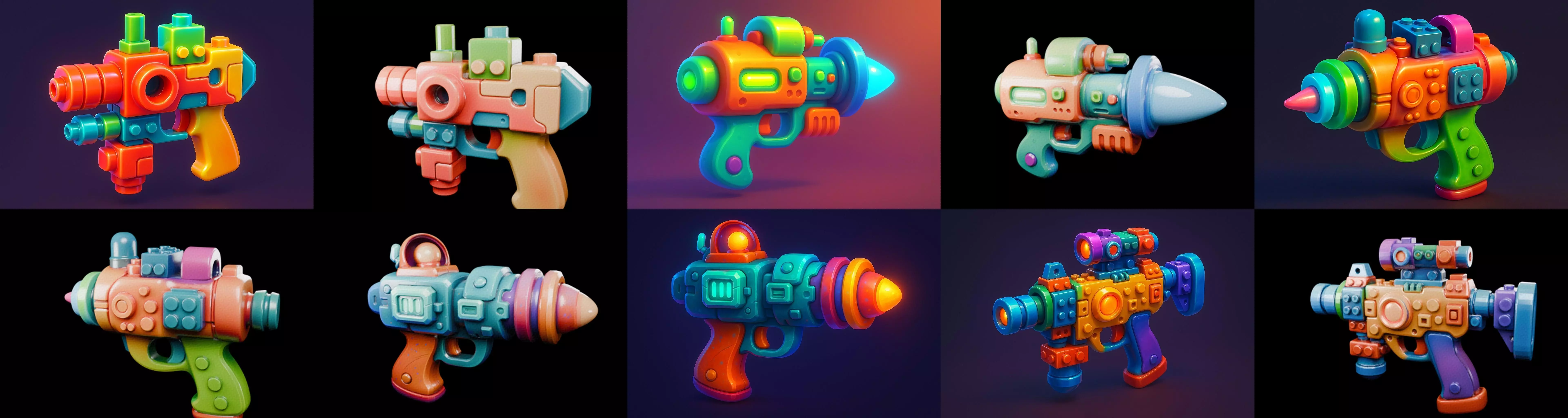 Pistol Gun bundle 8 pack 100 glb 3D model_5