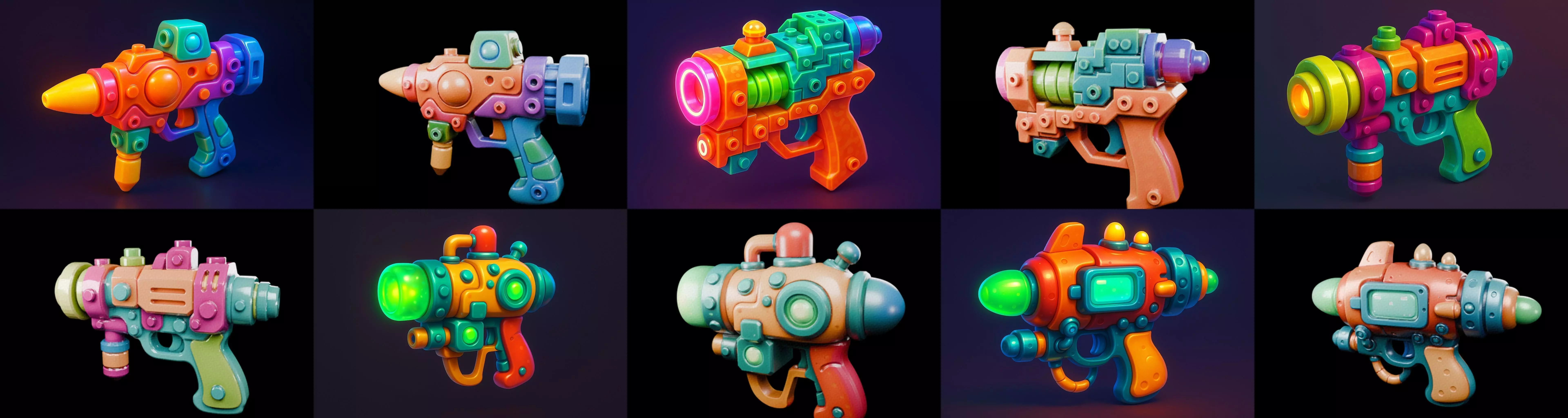 Pistol Gun bundle 8 pack 100 glb 3D model_12