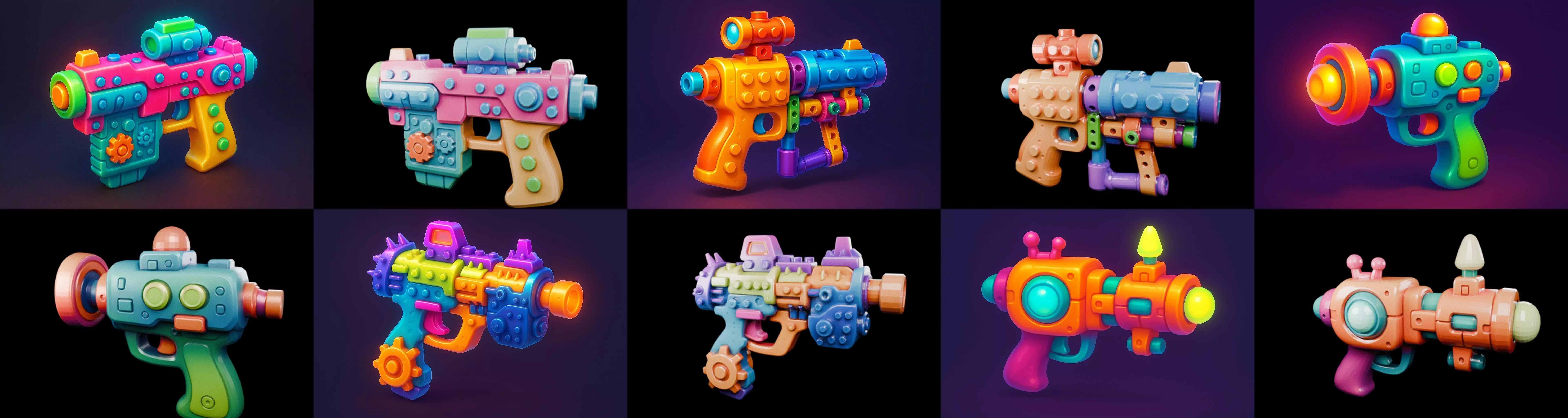 Pistol Gun bundle 8 pack 100 glb 3D model_11