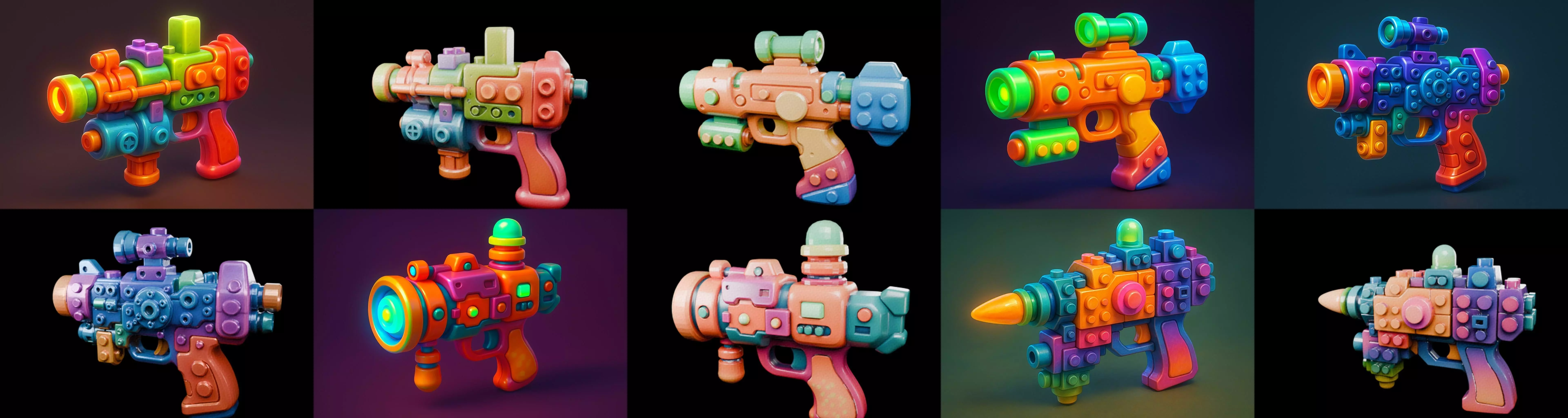 Pistol Gun bundle 8 pack 100 glb 3D model_6