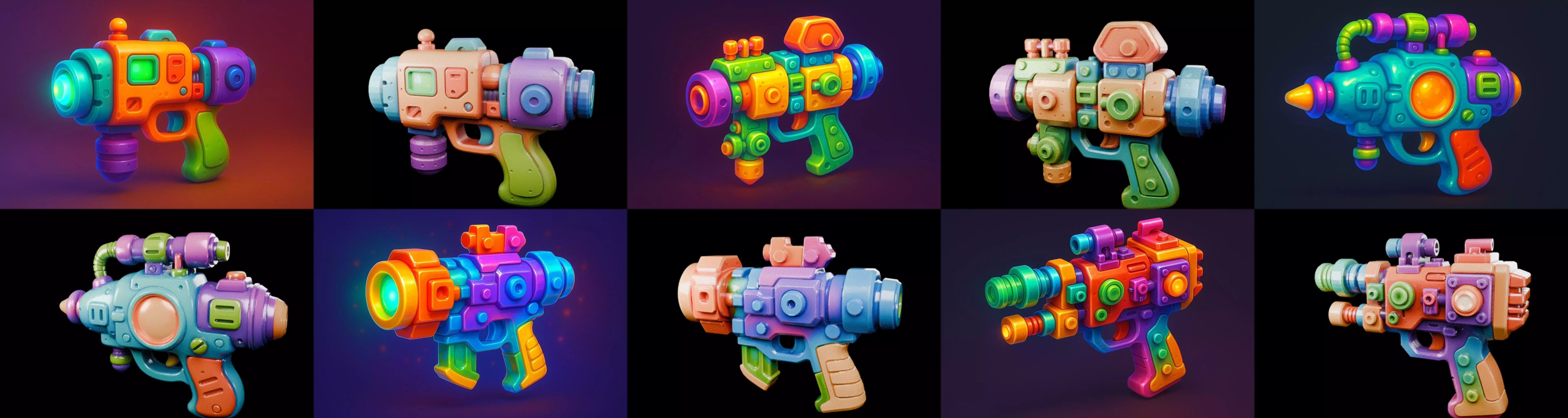 Pistol Gun bundle 8 pack 100 glb 3D model_13