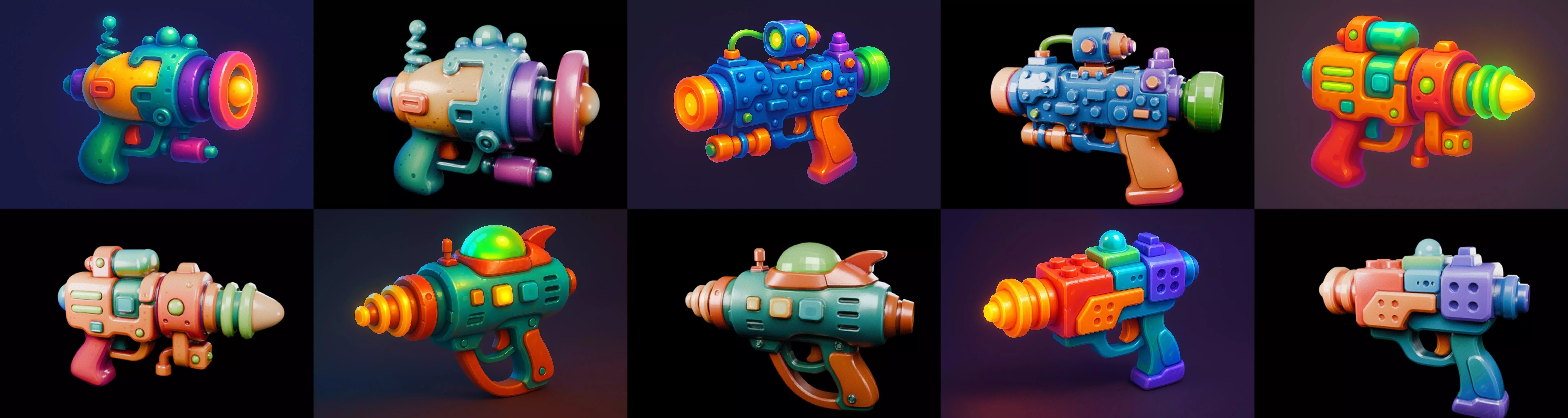 Pistol Gun bundle 8 pack 100 glb 3D model_9