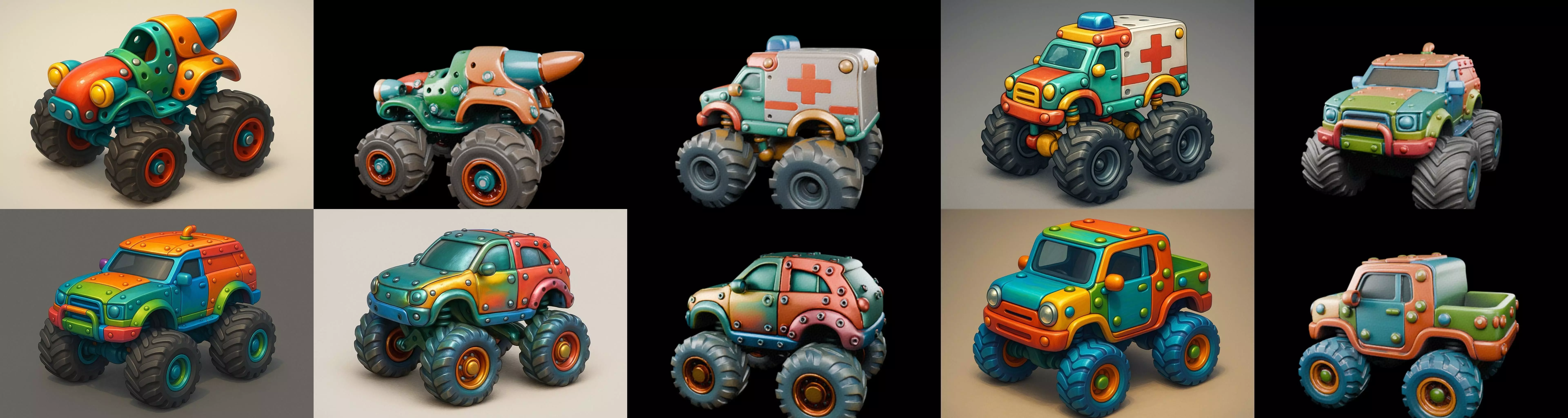 Monster Truck bundle 9 pack 100 glb 3D model