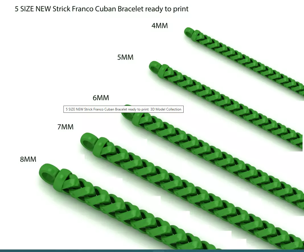 20 SIZE MASSIVE NEW Strick Franco Cuban Bracelet ready to print 3D Model Collection_1