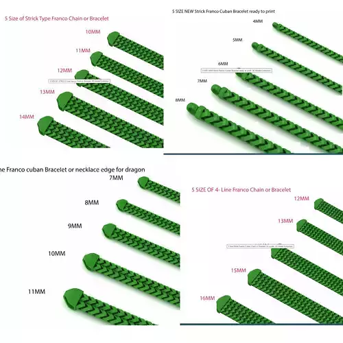 20 Design NEW Strick Franco Cuban Bracelet ready to print  3D Model Collection