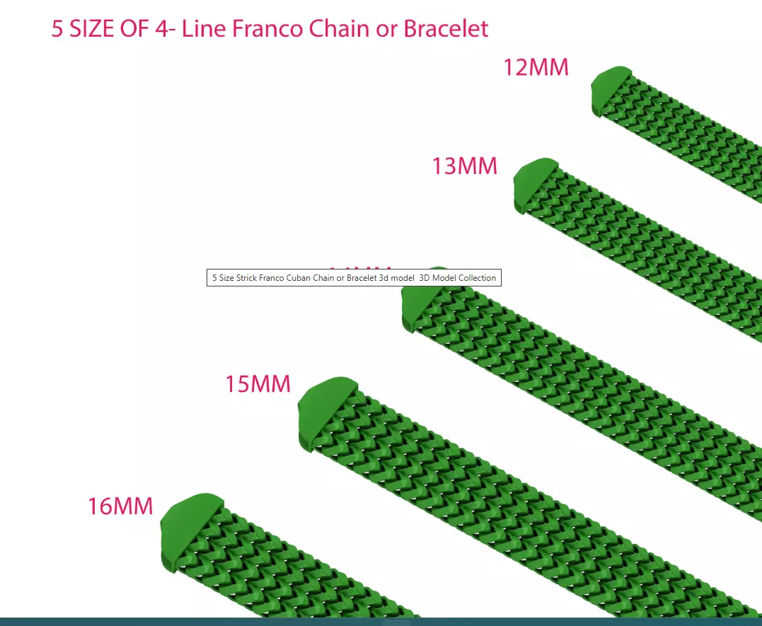 20 SIZE MASSIVE NEW Strick Franco Cuban Bracelet ready to print 3D Model Collection_3