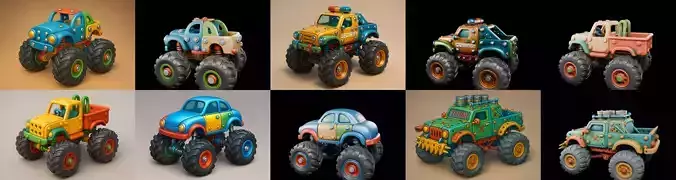 Monster Truck bundle 4 pack 100 glb