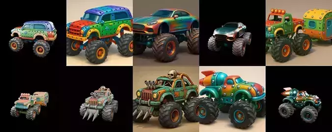 Monster Truck bundle 14 pack 14 glb