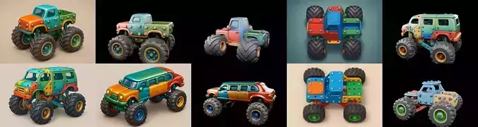 Monster Truck bundle 11 pack 100 glb