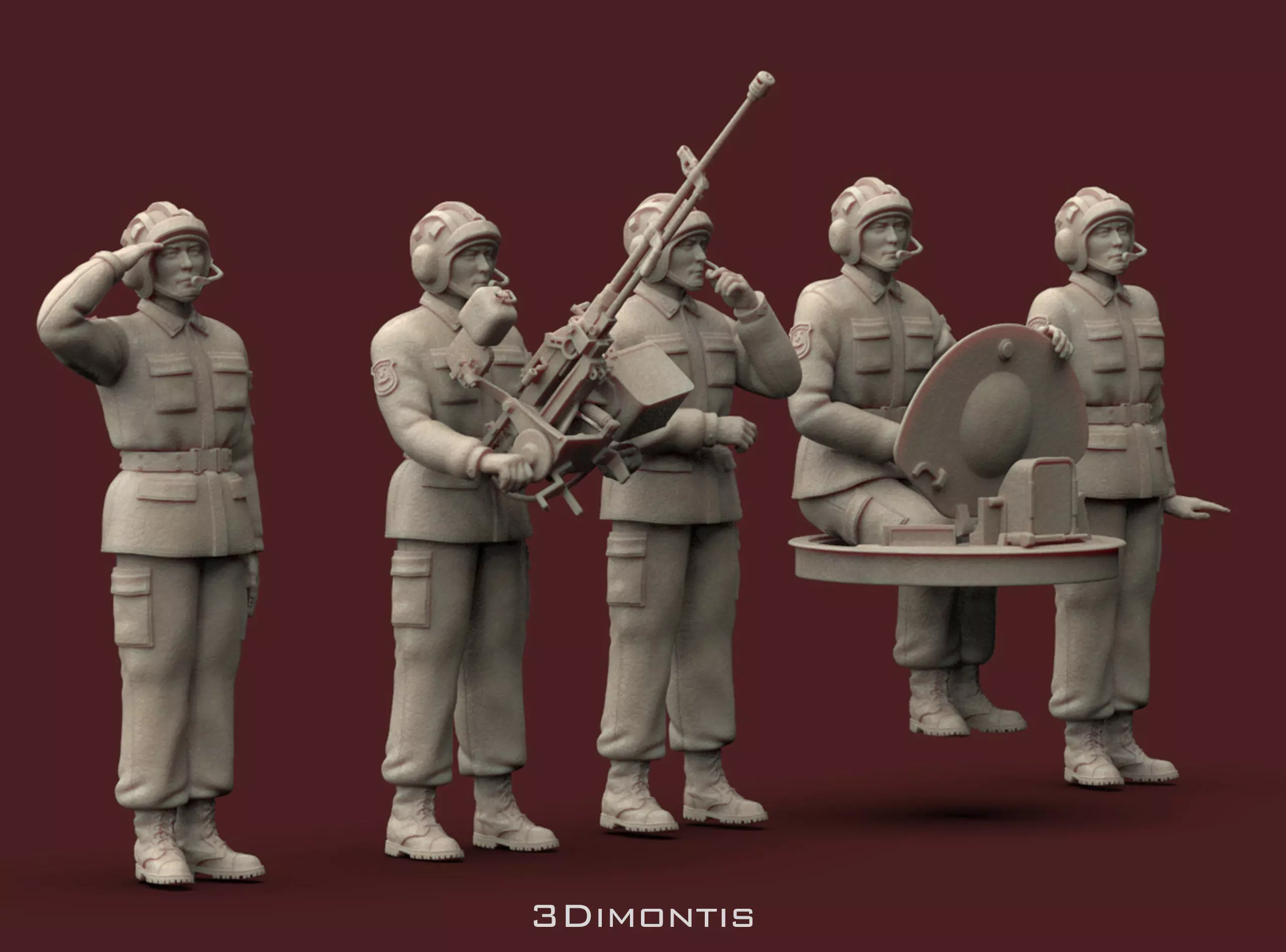 Chinese Soldiers Tank Crew 3D print model_12