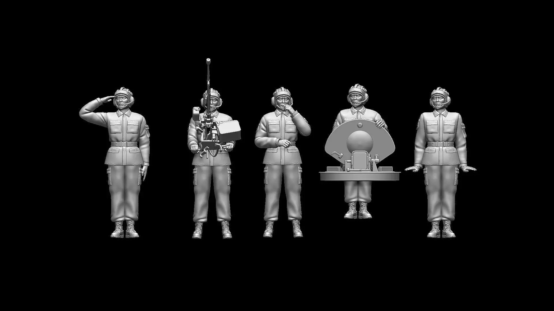 Chinese Soldiers Tank Crew 3D print model_17
