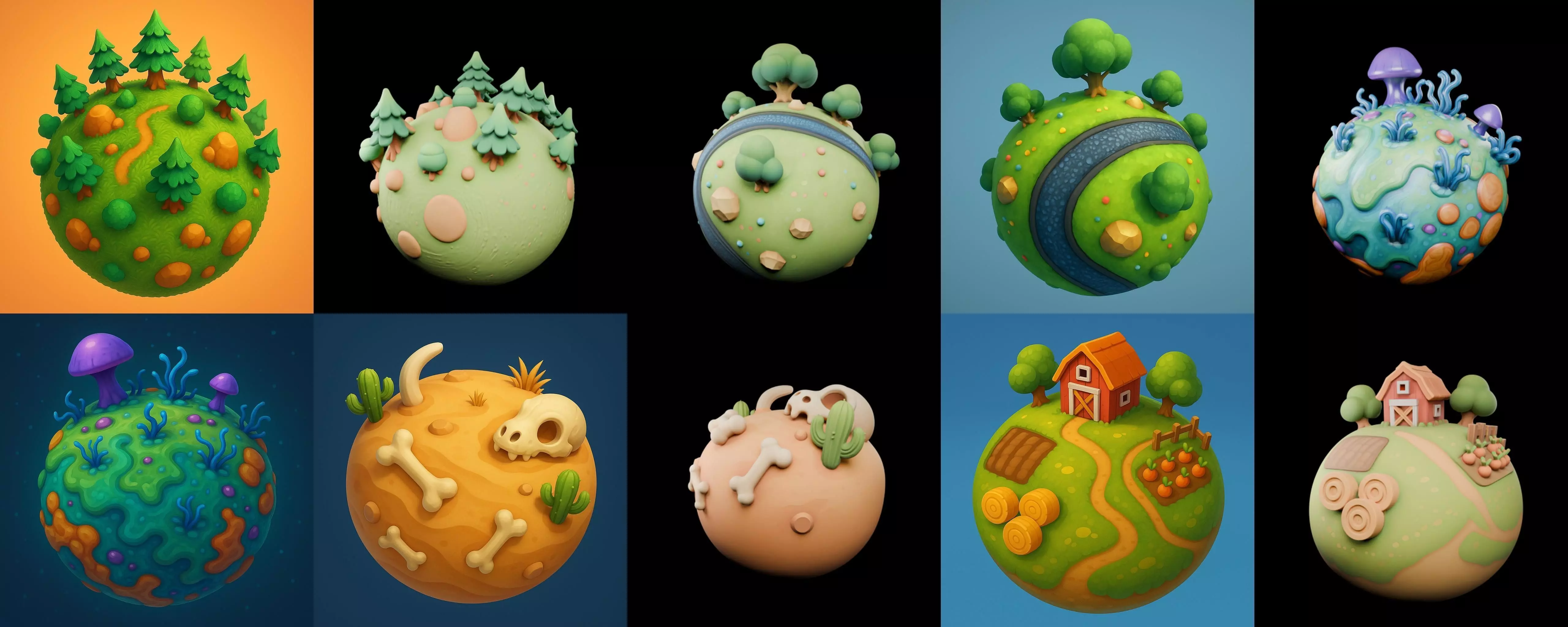 Mini Planet bundle 3 pack 100 glb 3D model_2