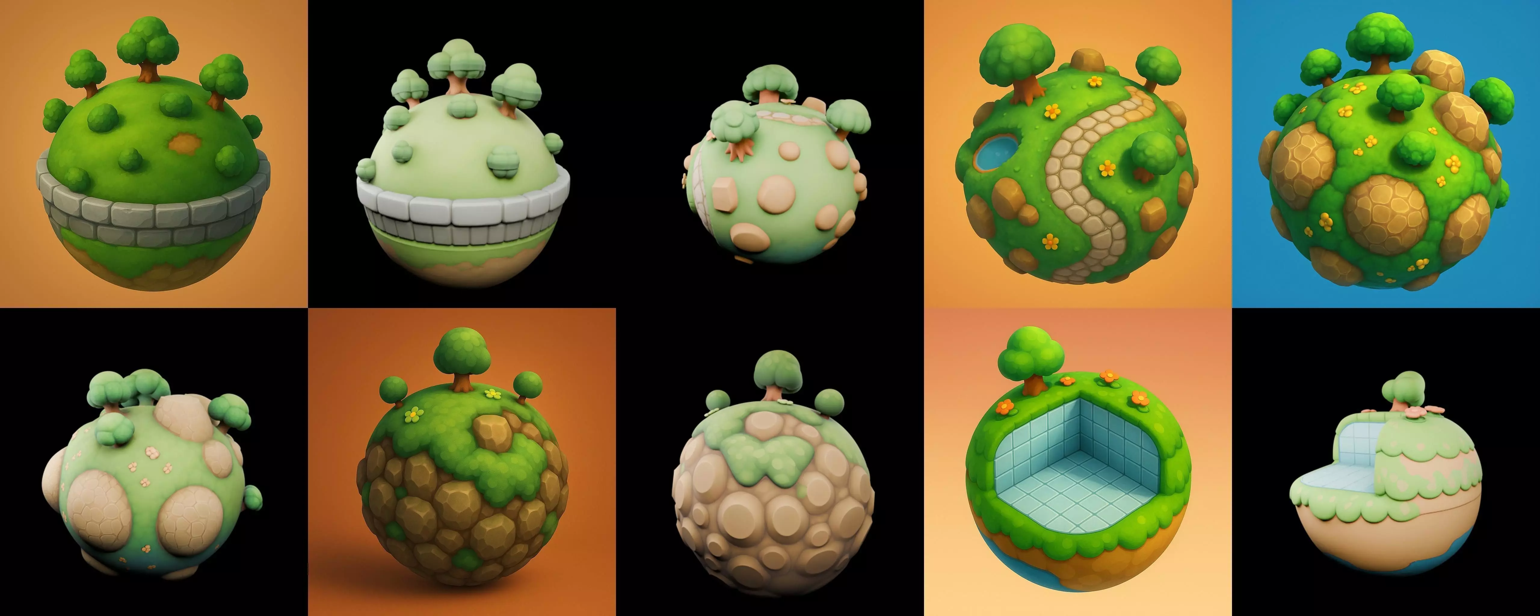 Mini Planet bundle 3 pack 100 glb 3D model_16