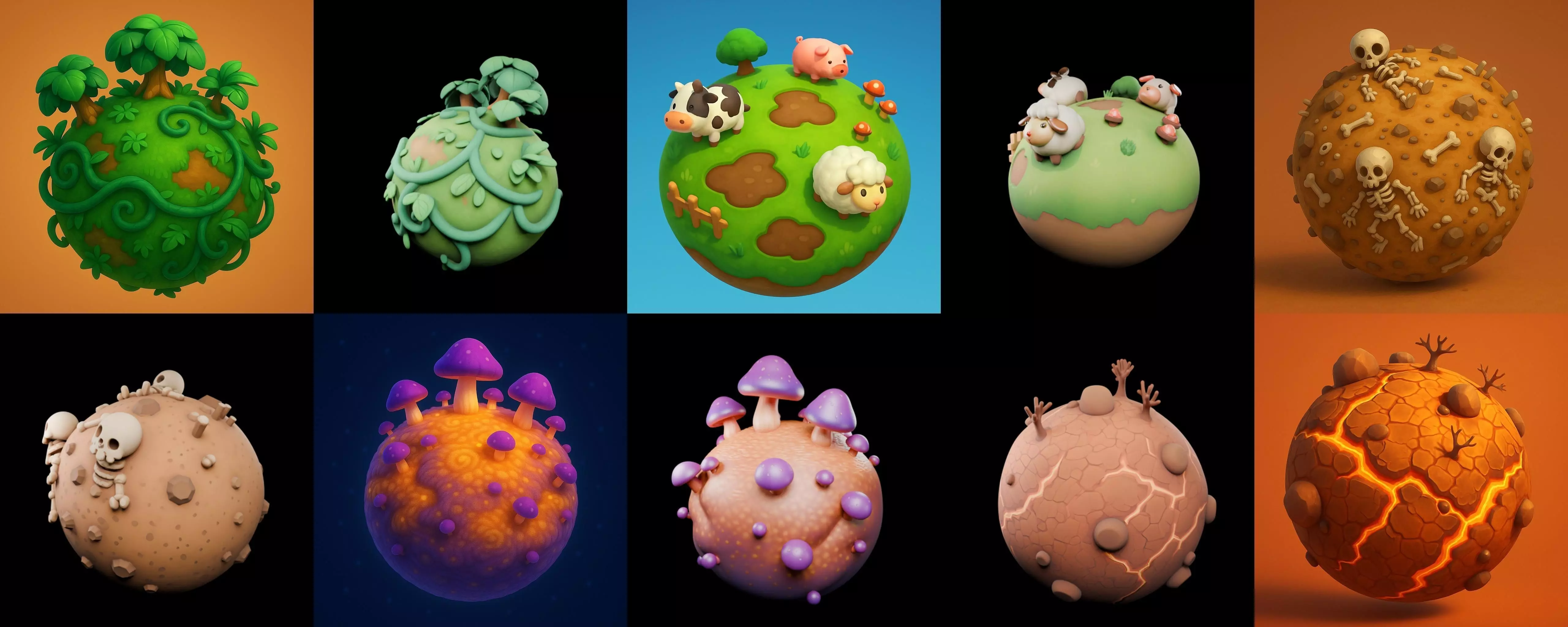 Mini Planet bundle 3 pack 100 glb 3D model_18