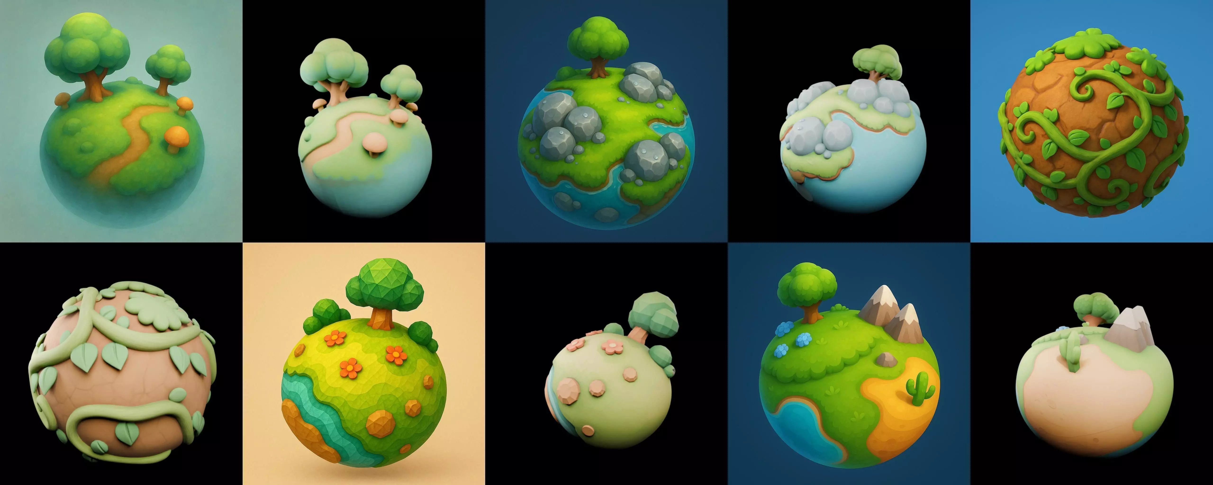 Mini Planet bundle 3 pack 100 glb 3D model_3