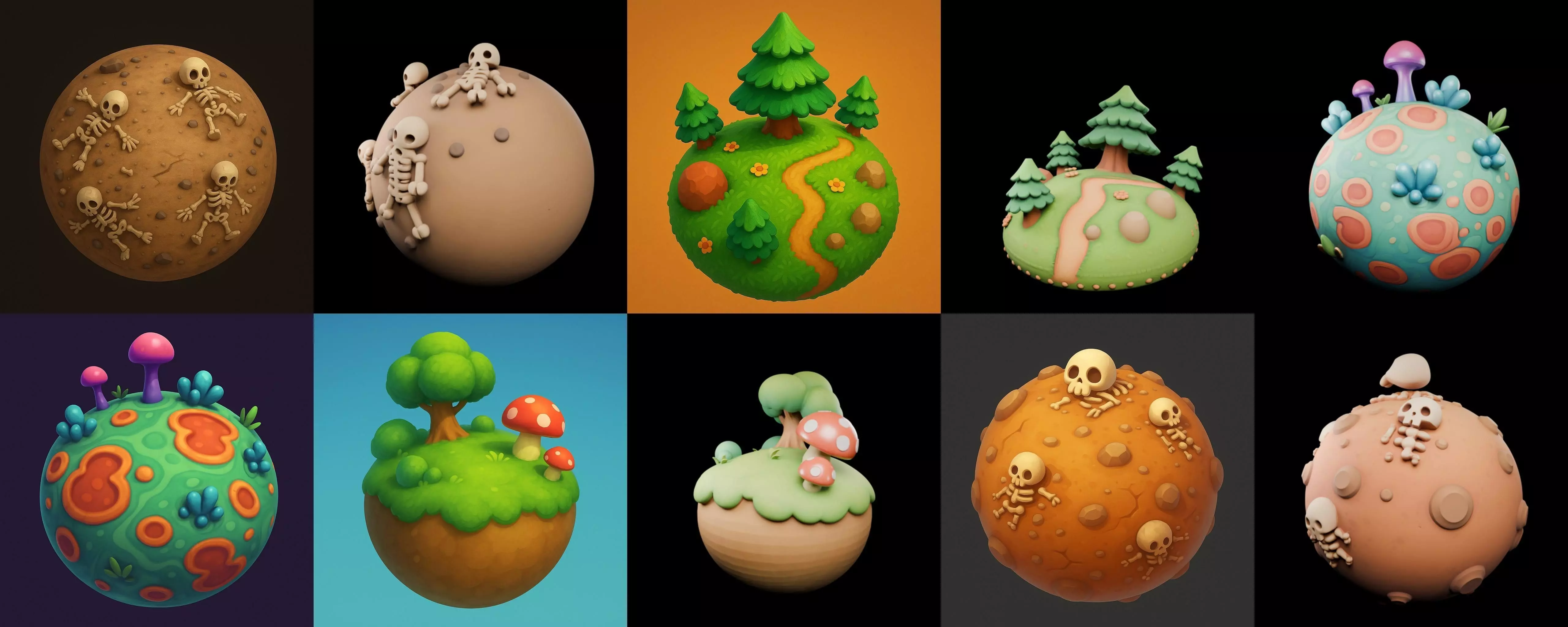 Mini Planet bundle 3 pack 100 glb 3D model_0