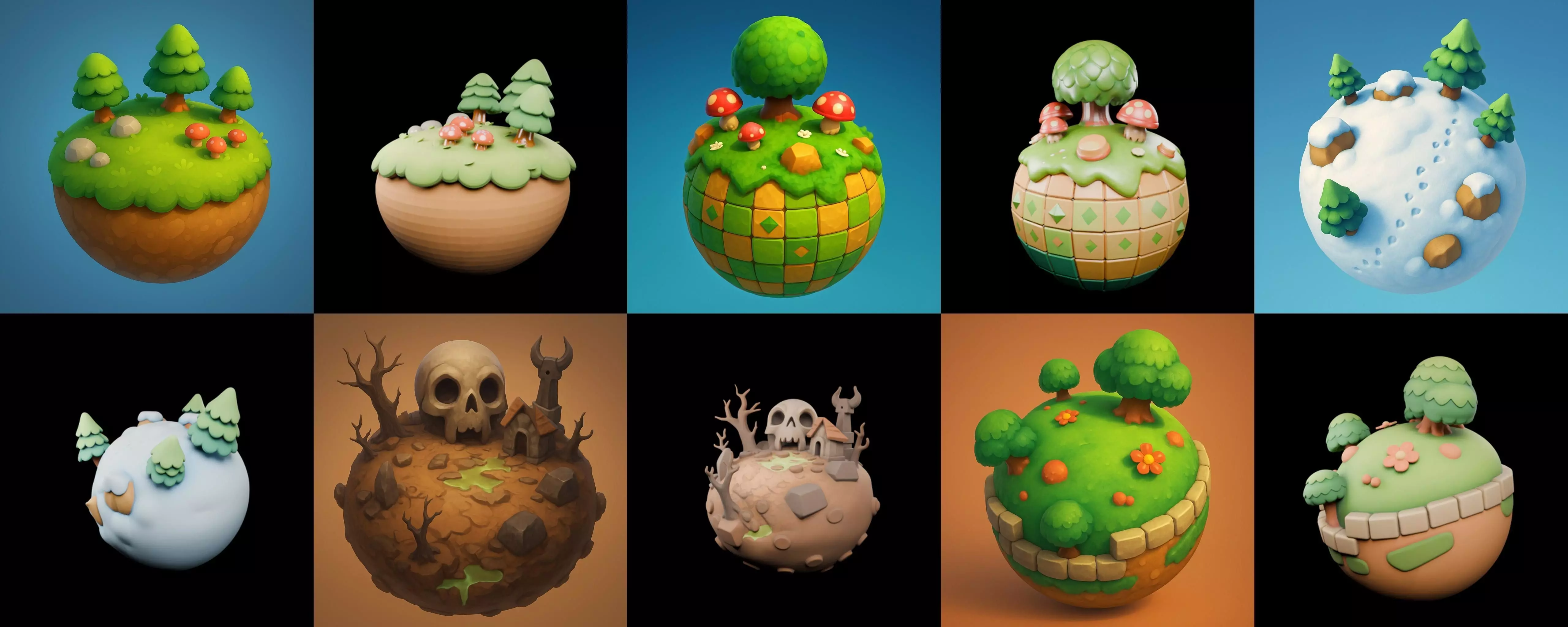 Mini Planet bundle 3 pack 100 glb 3D model_1