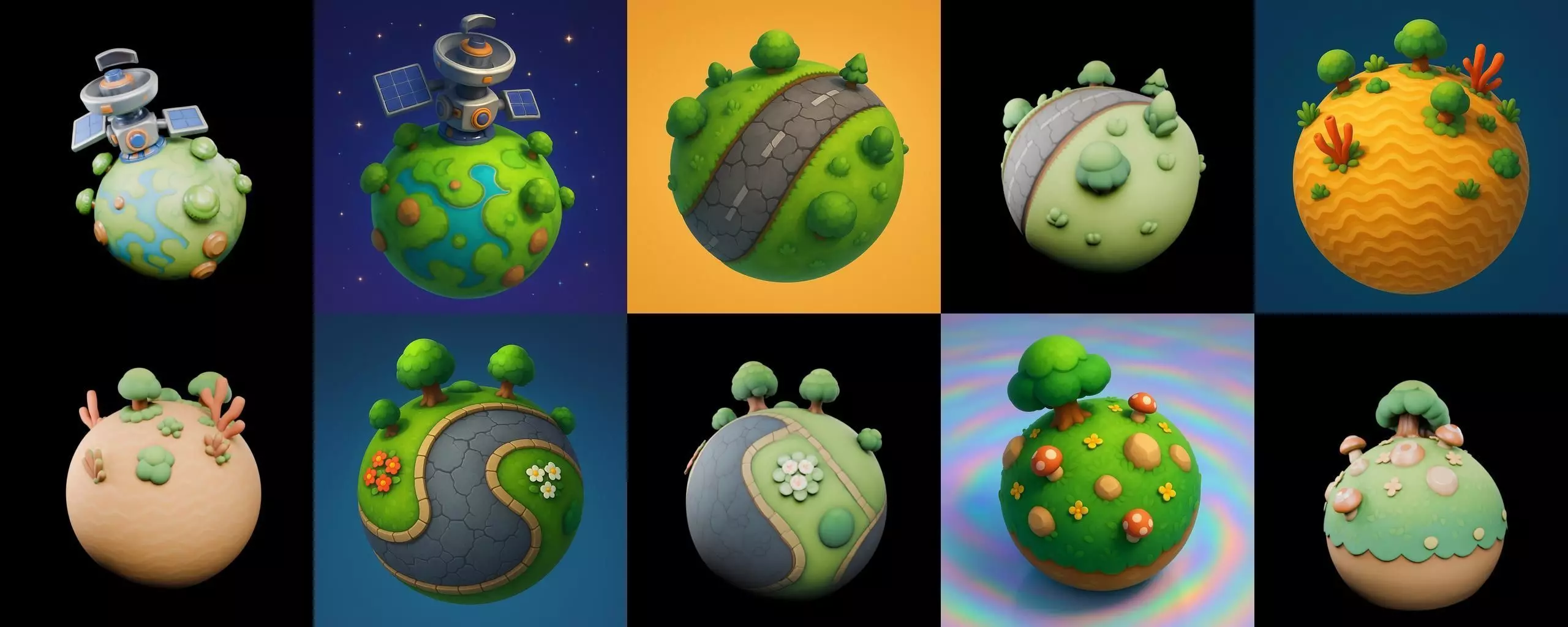 Mini Planet bundle 3 pack 100 glb 3D model_8
