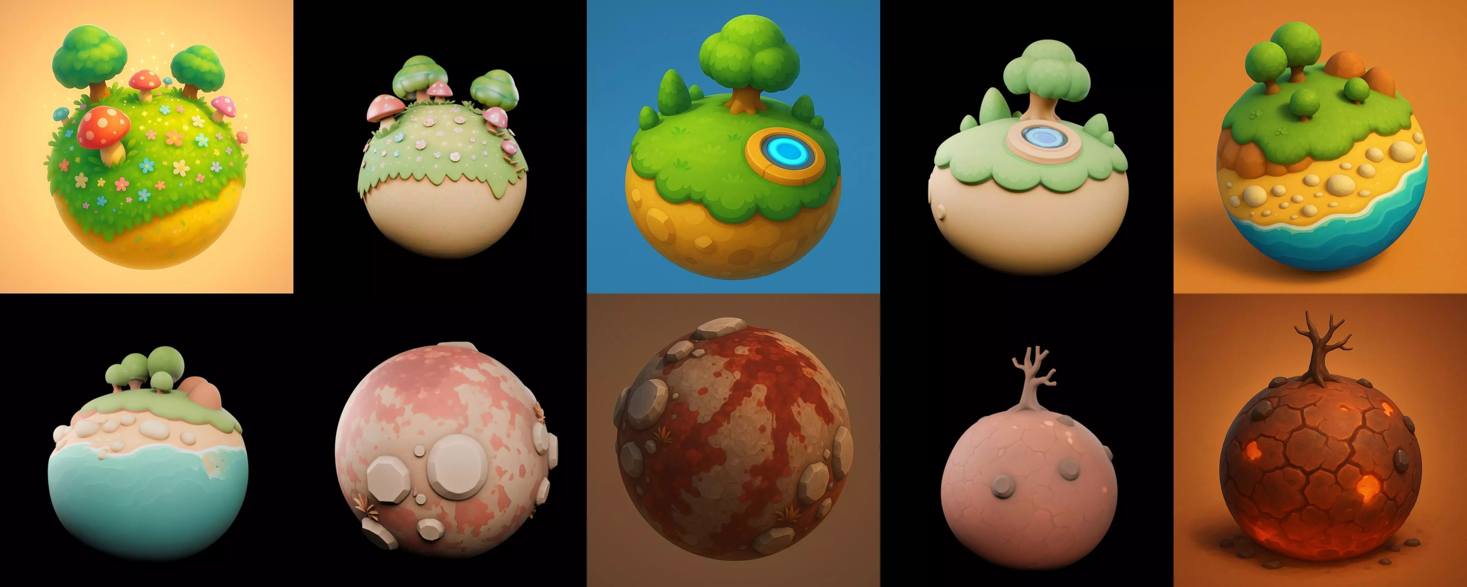 Mini Planet bundle 3 pack 100 glb 3D model_13