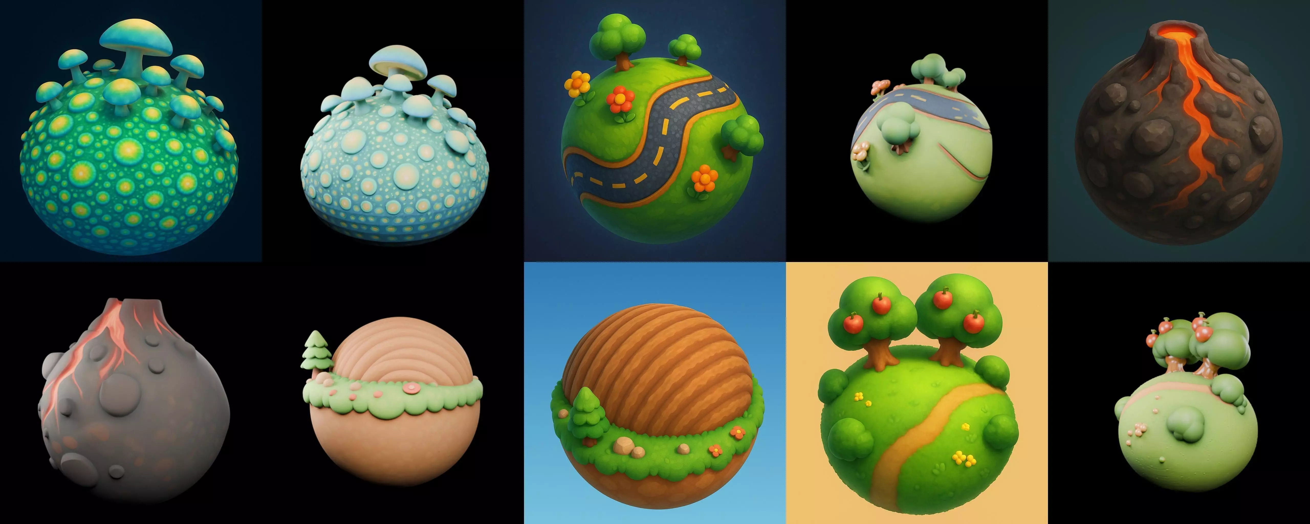 Mini Planet bundle 3 pack 100 glb 3D model_12