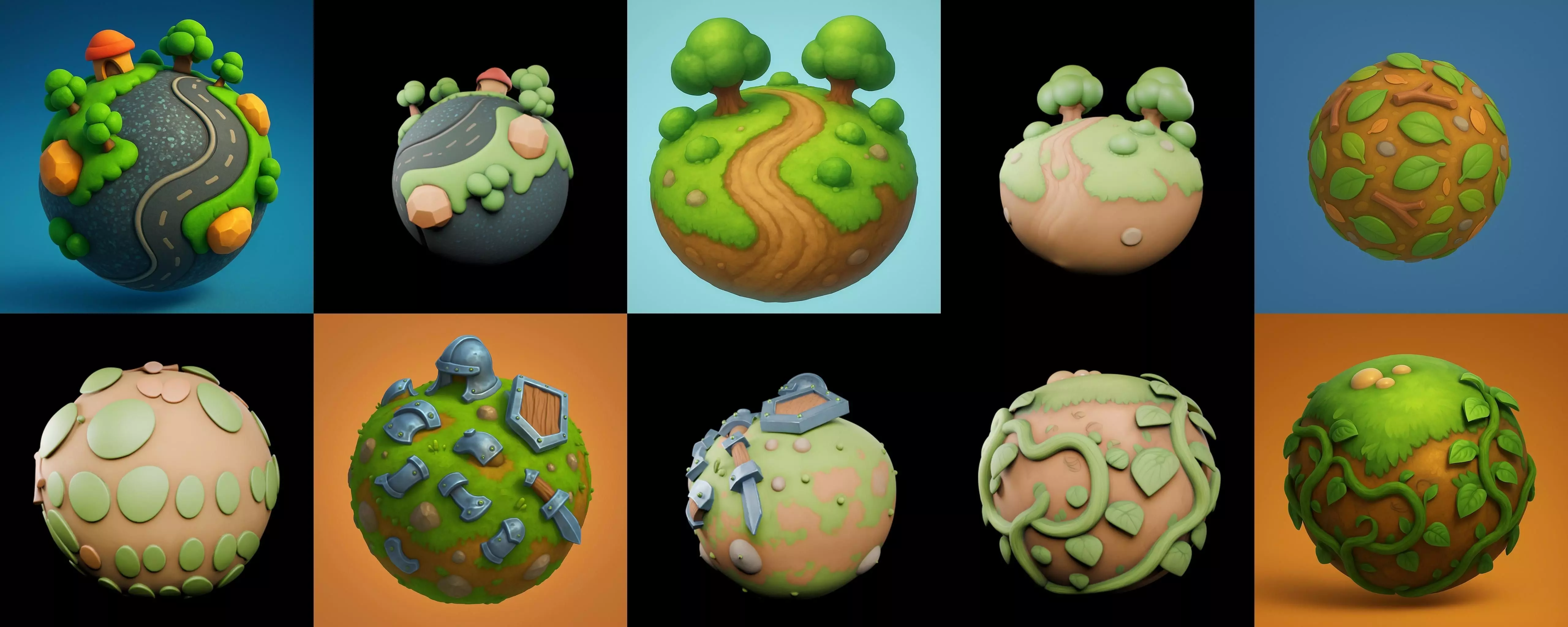 Mini Planet bundle 3 pack 100 glb 3D model_17