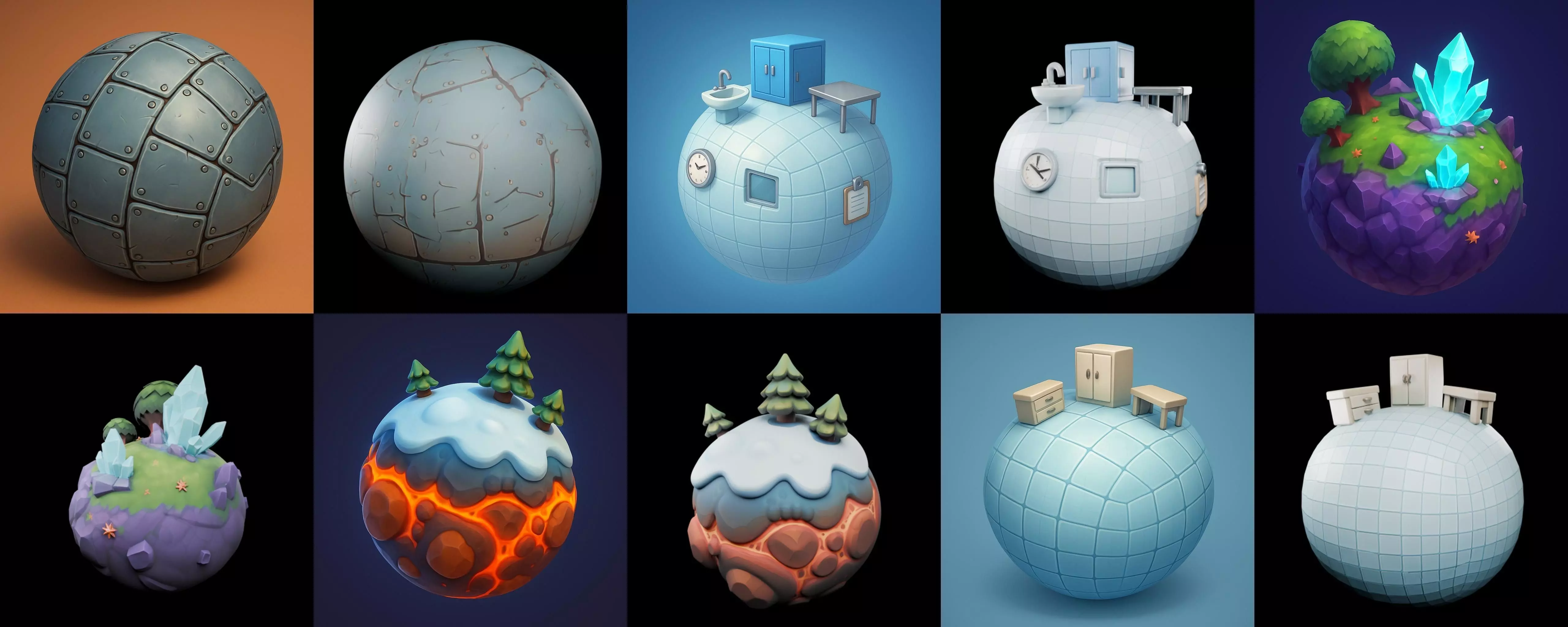Mini Planet bundle 3 pack 100 glb 3D model_14