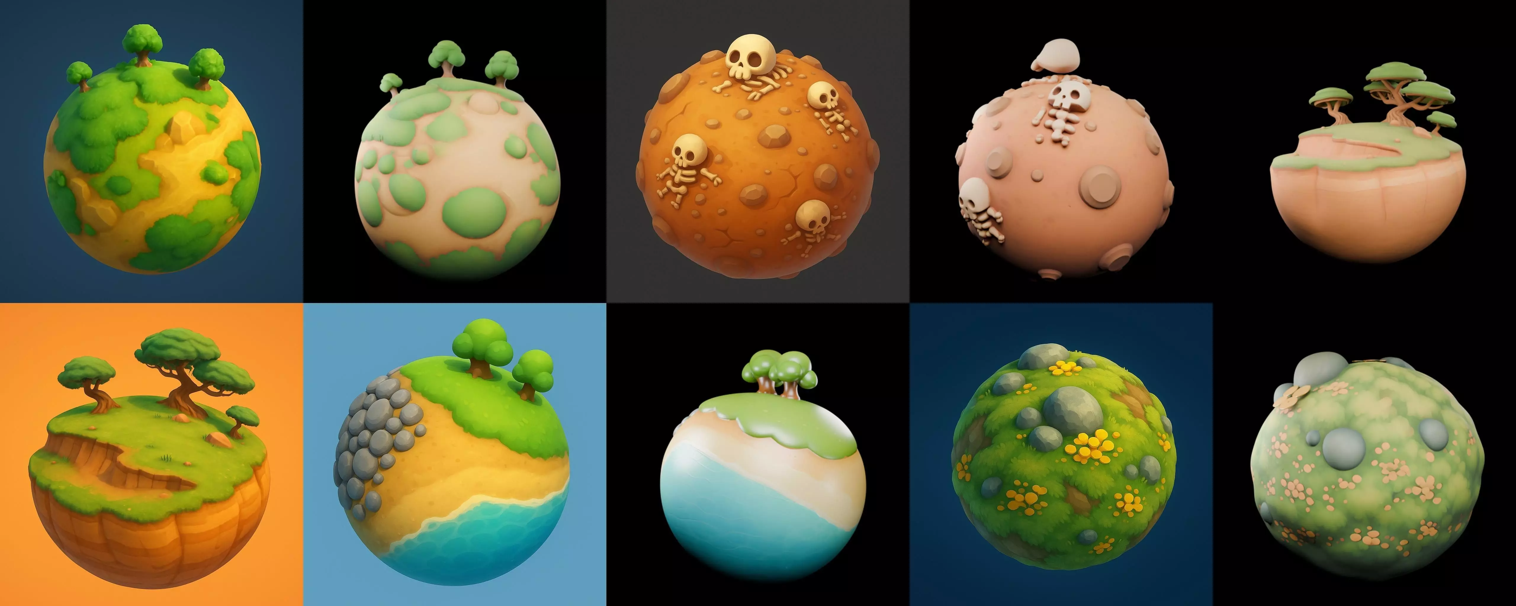 Mini Planet bundle 3 pack 100 glb 3D model_7