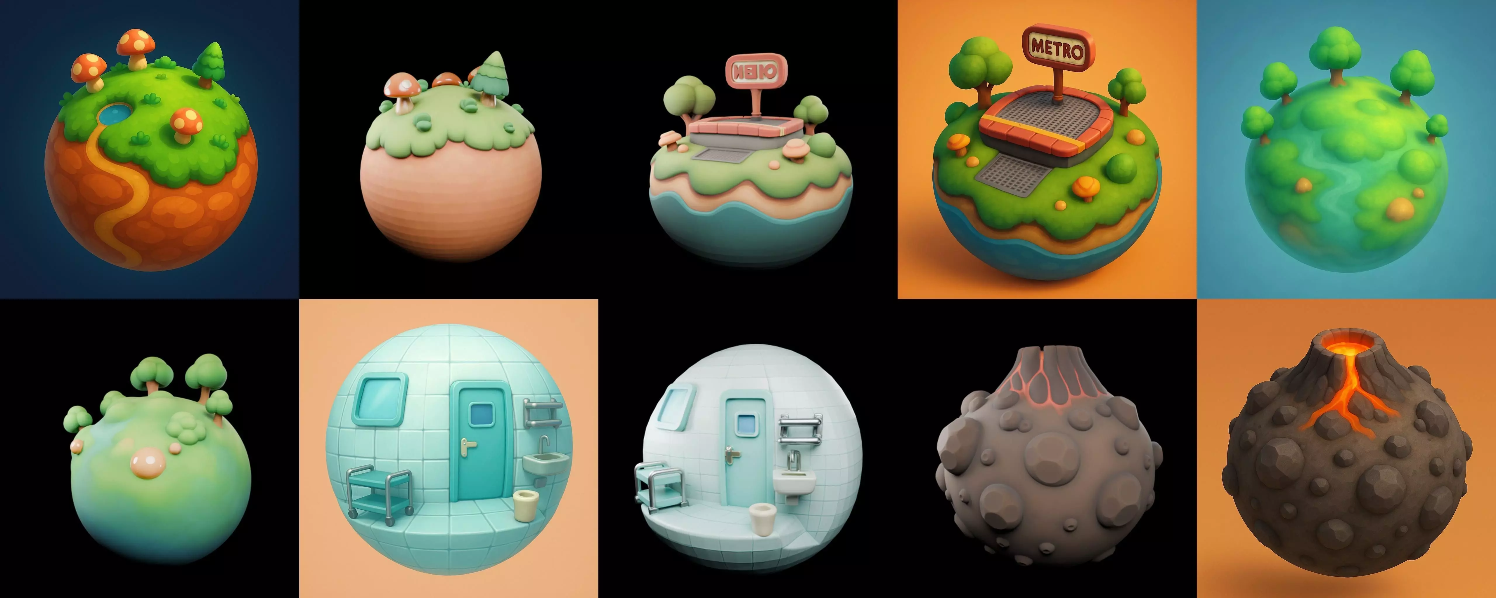 Mini Planet bundle 3 pack 100 glb 3D model_19