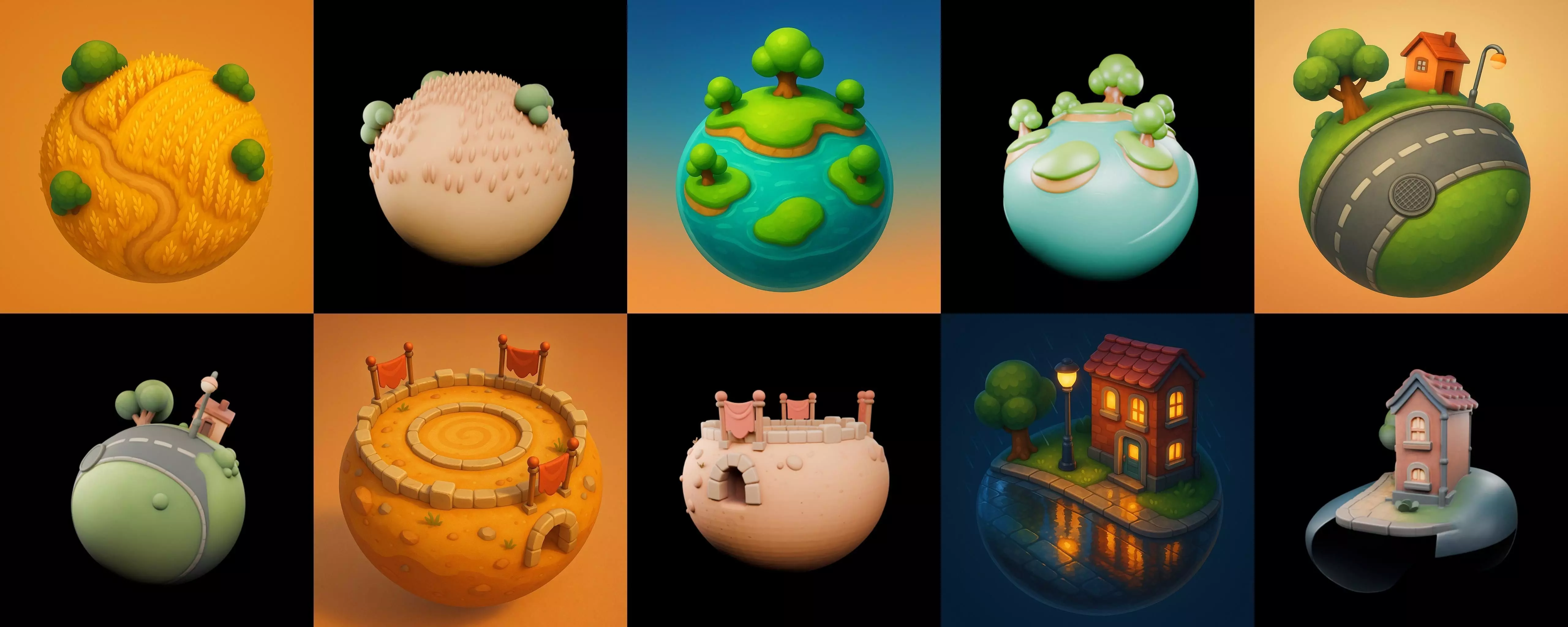 Mini Planet bundle 11 pack 100 glb 3D model_4
