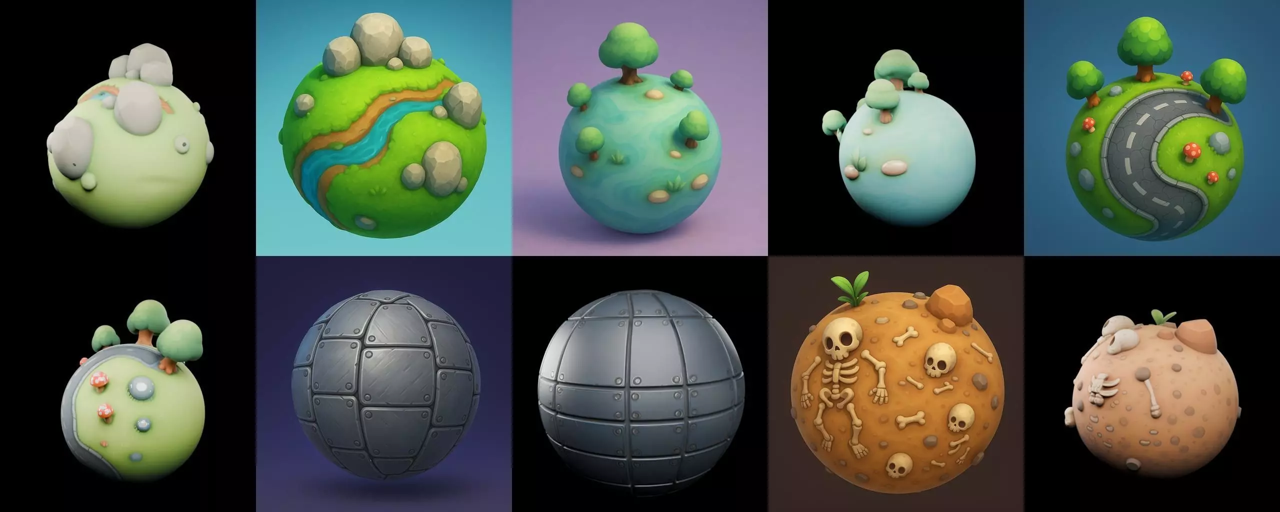 Mini Planet bundle 11 pack 100 glb 3D model_6