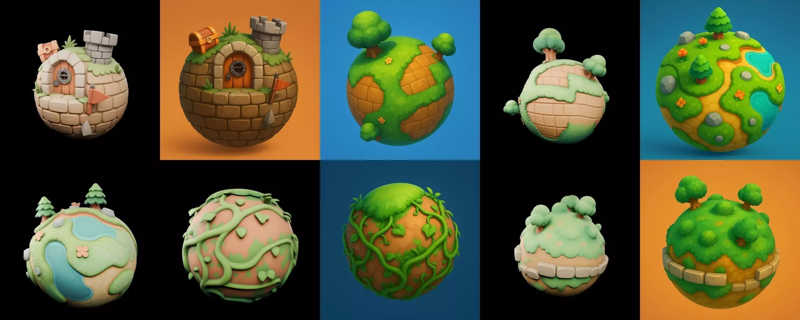 Mini Planet bundle 11 pack 100 glb 3D model_9