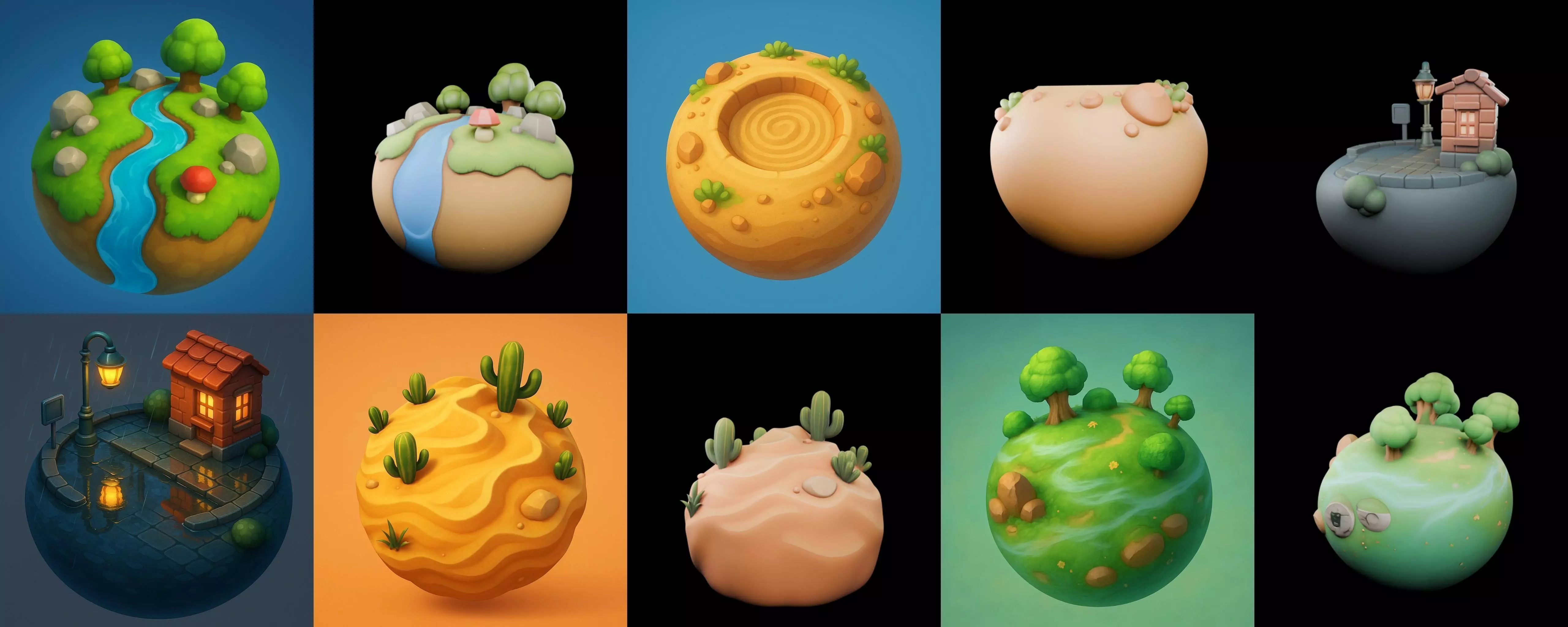 Mini Planet bundle 11 pack 100 glb 3D model_2
