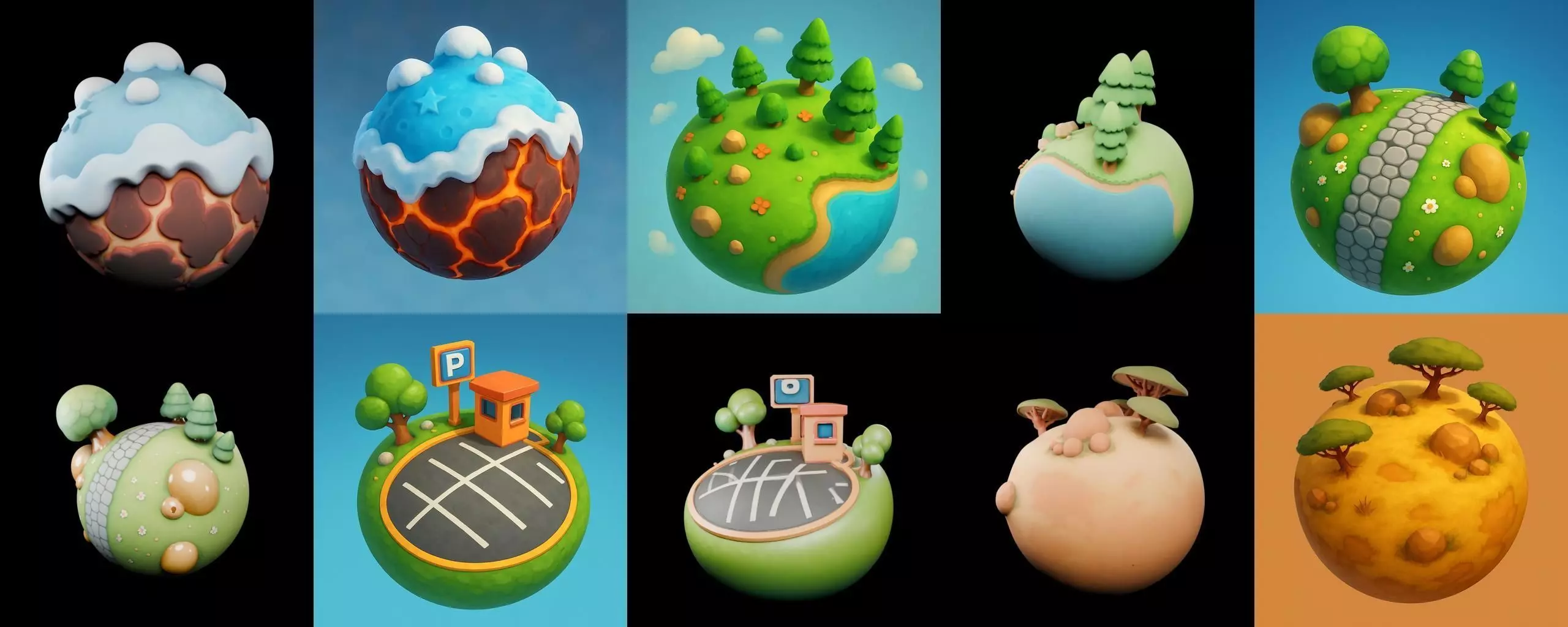 Mini Planet bundle 11 pack 100 glb 3D model_15