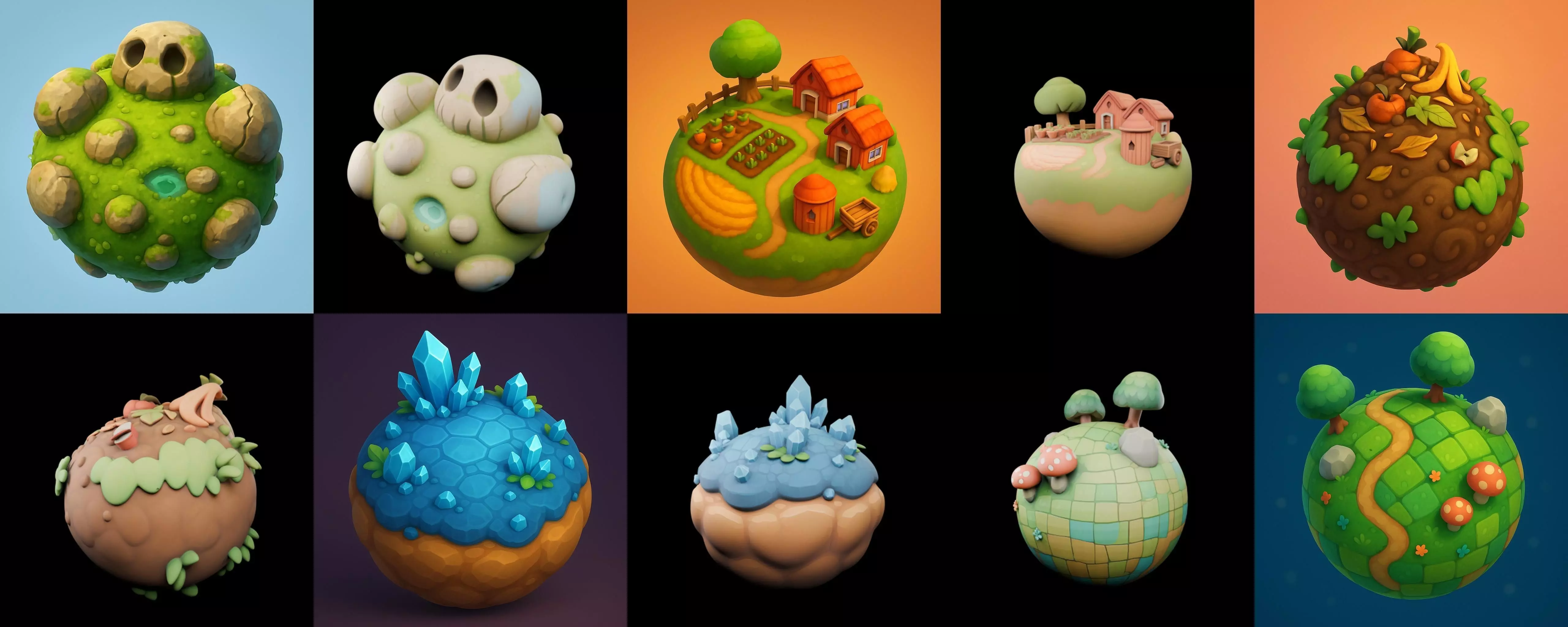 Mini Planet bundle 11 pack 100 glb 3D model_5