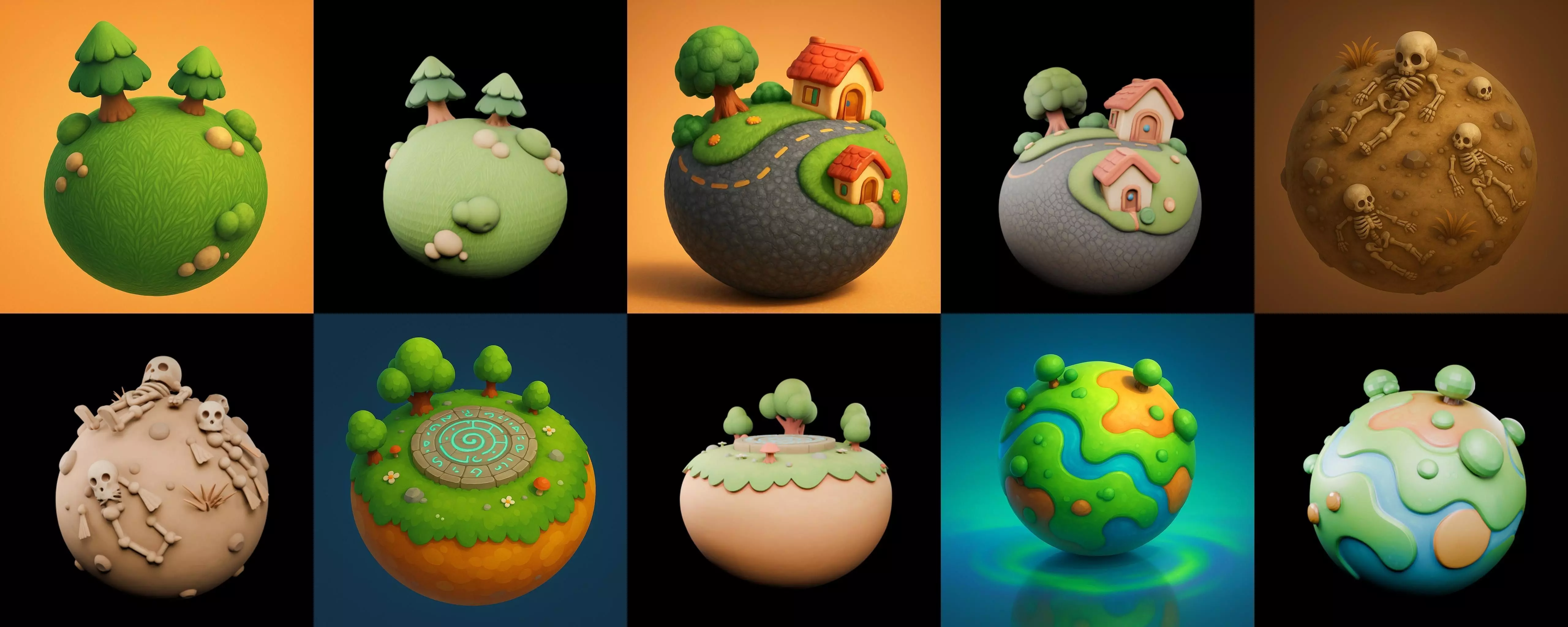 Mini Planet bundle 11 pack 100 glb 3D model_3