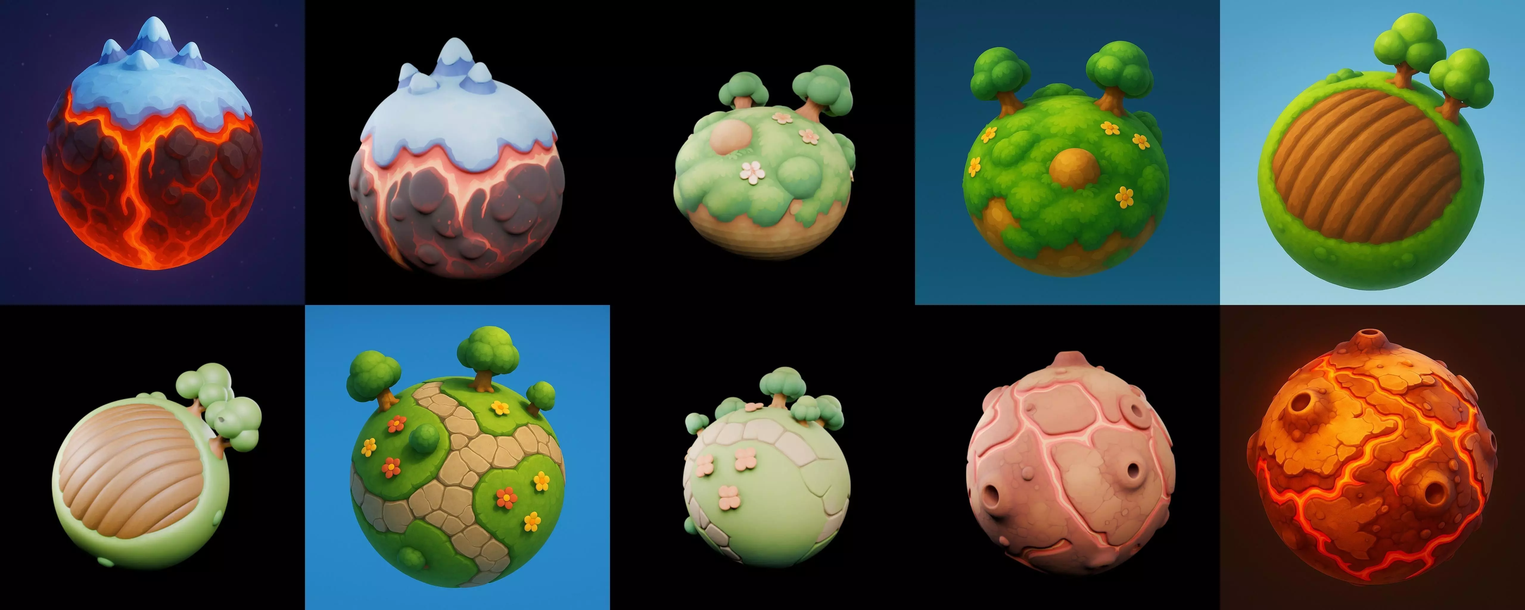 Mini Planet bundle 11 pack 100 glb 3D model_7
