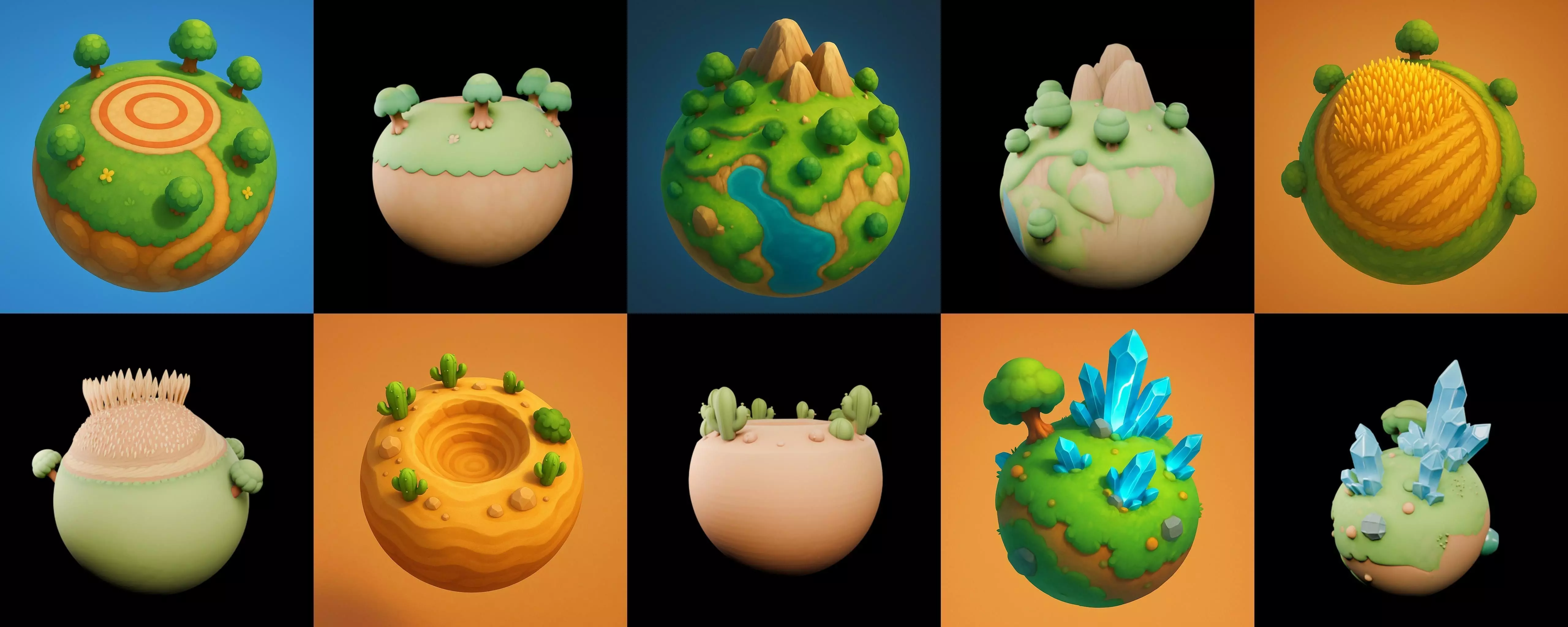 Mini Planet bundle 11 pack 100 glb 3D model_12