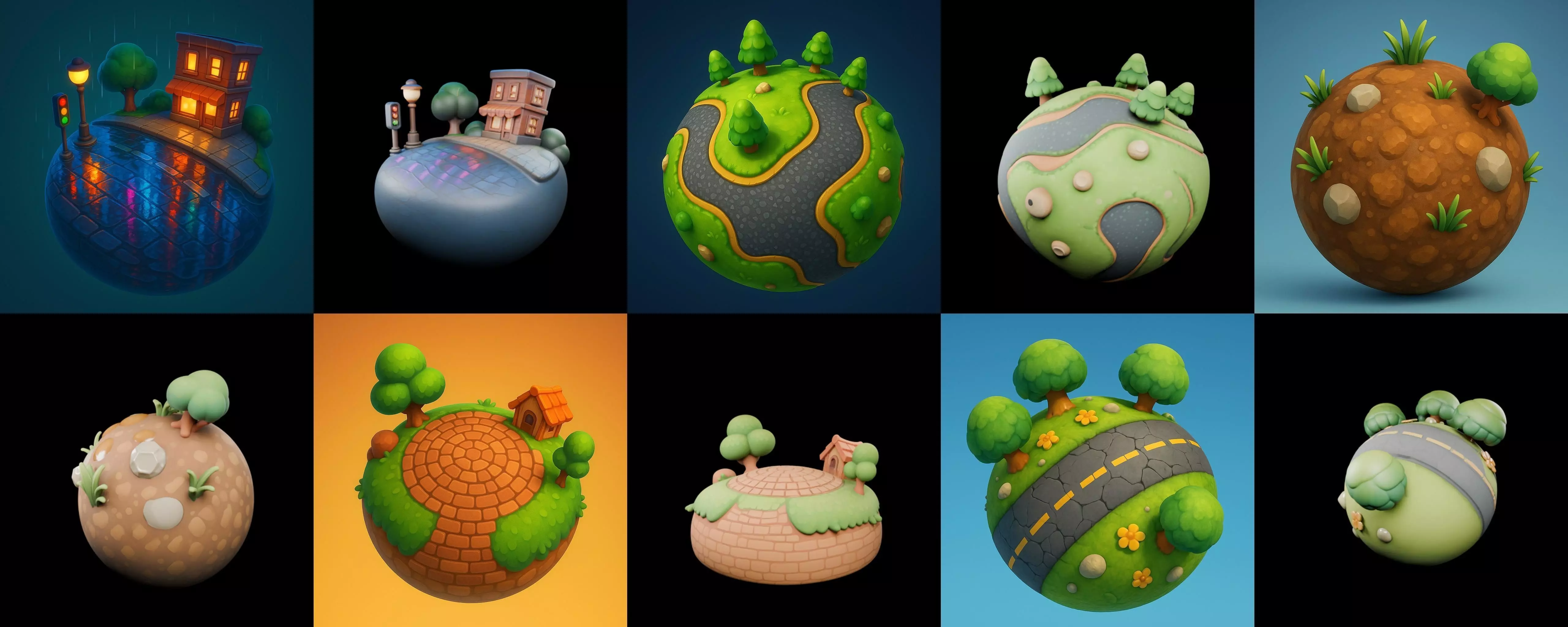 Mini Planet bundle 11 pack 100 glb 3D model_8