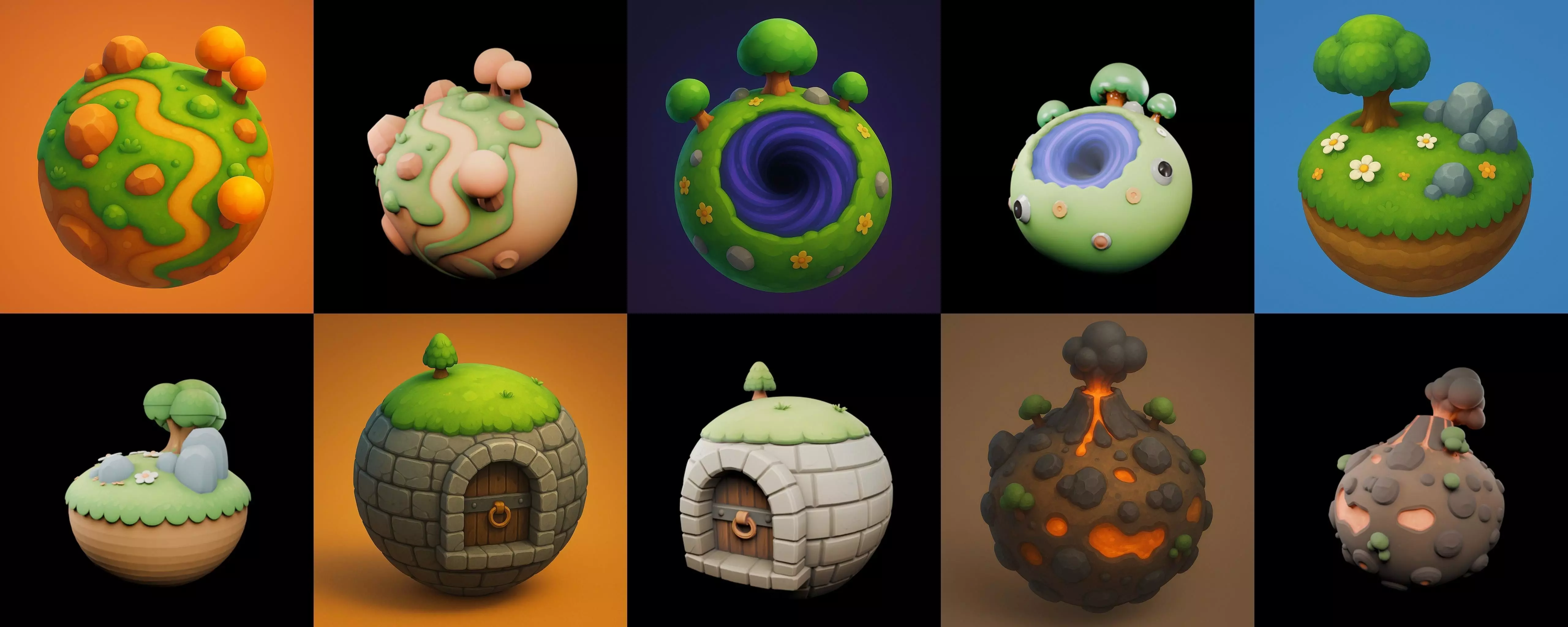 Mini Planet bundle 11 pack 100 glb 3D model_11