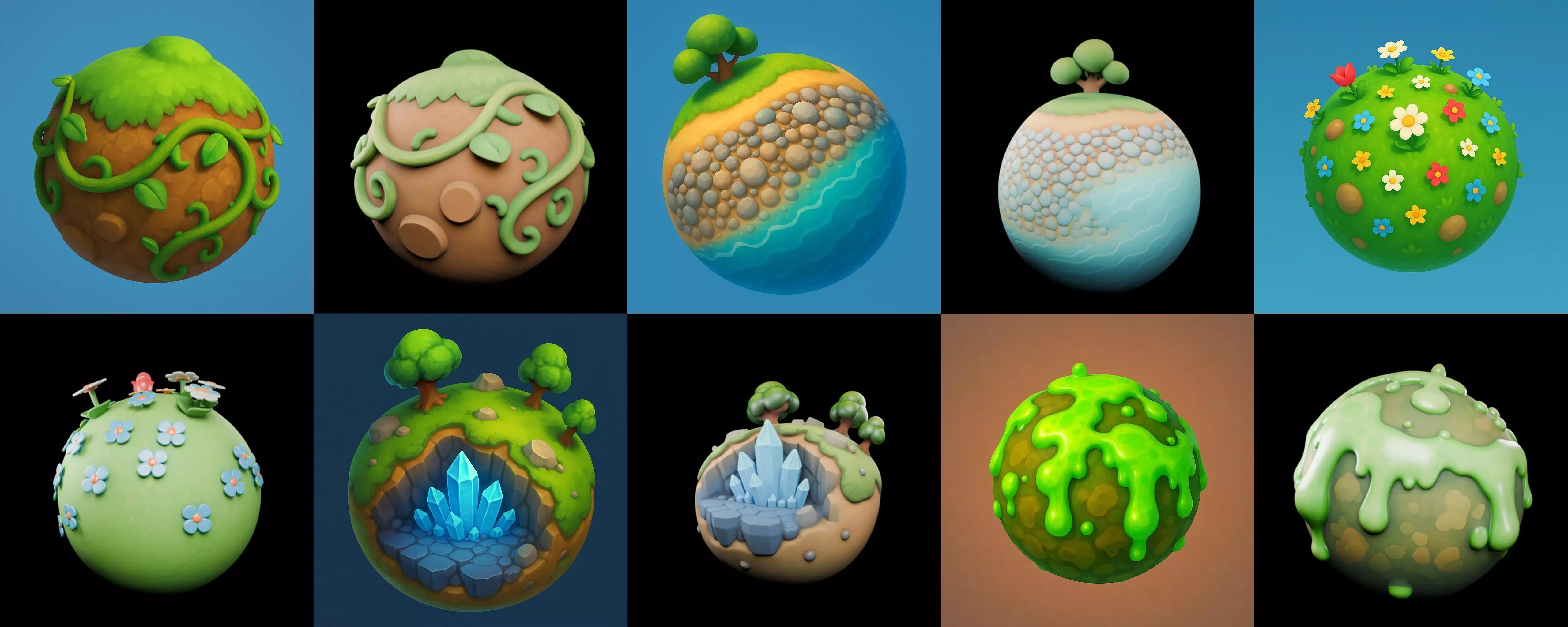 Mini Planet bundle 11 pack 100 glb 3D model_16