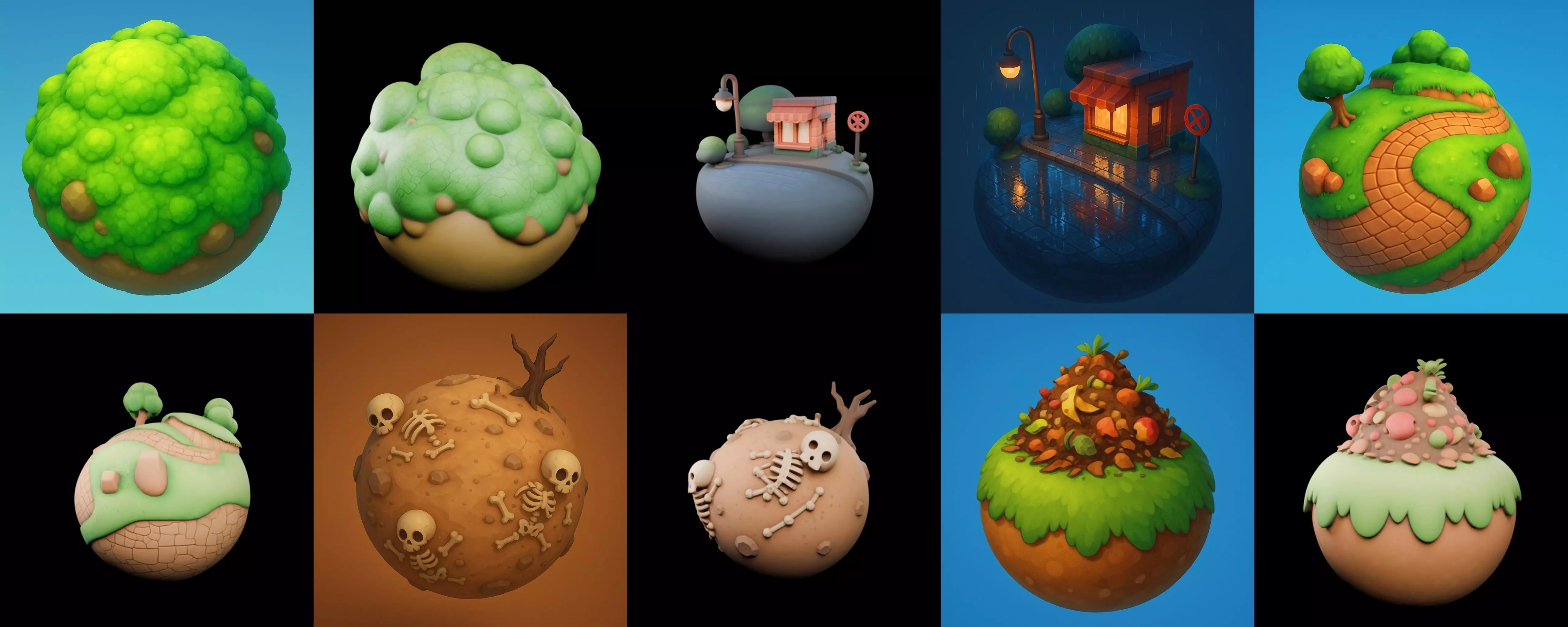 Mini Planet bundle 11 pack 100 glb 3D model_14