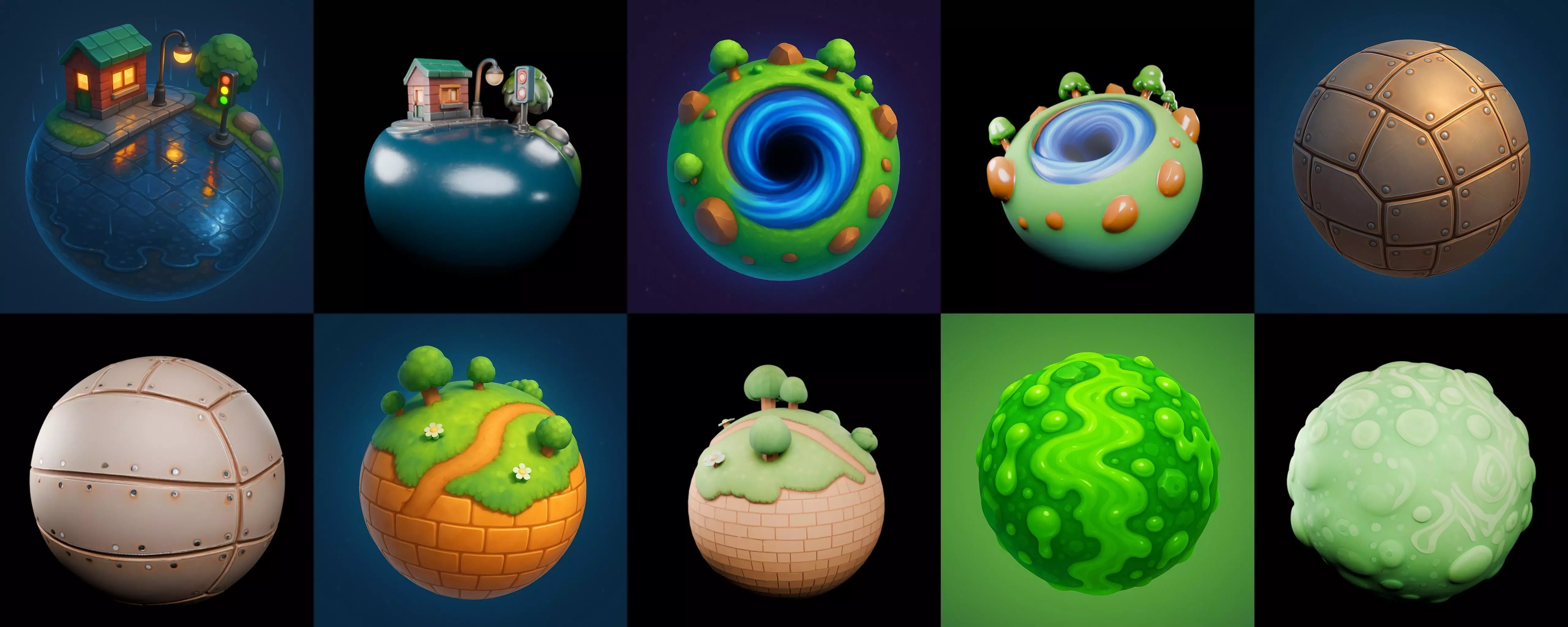 Mini Planet bundle 11 pack 100 glb 3D model_10