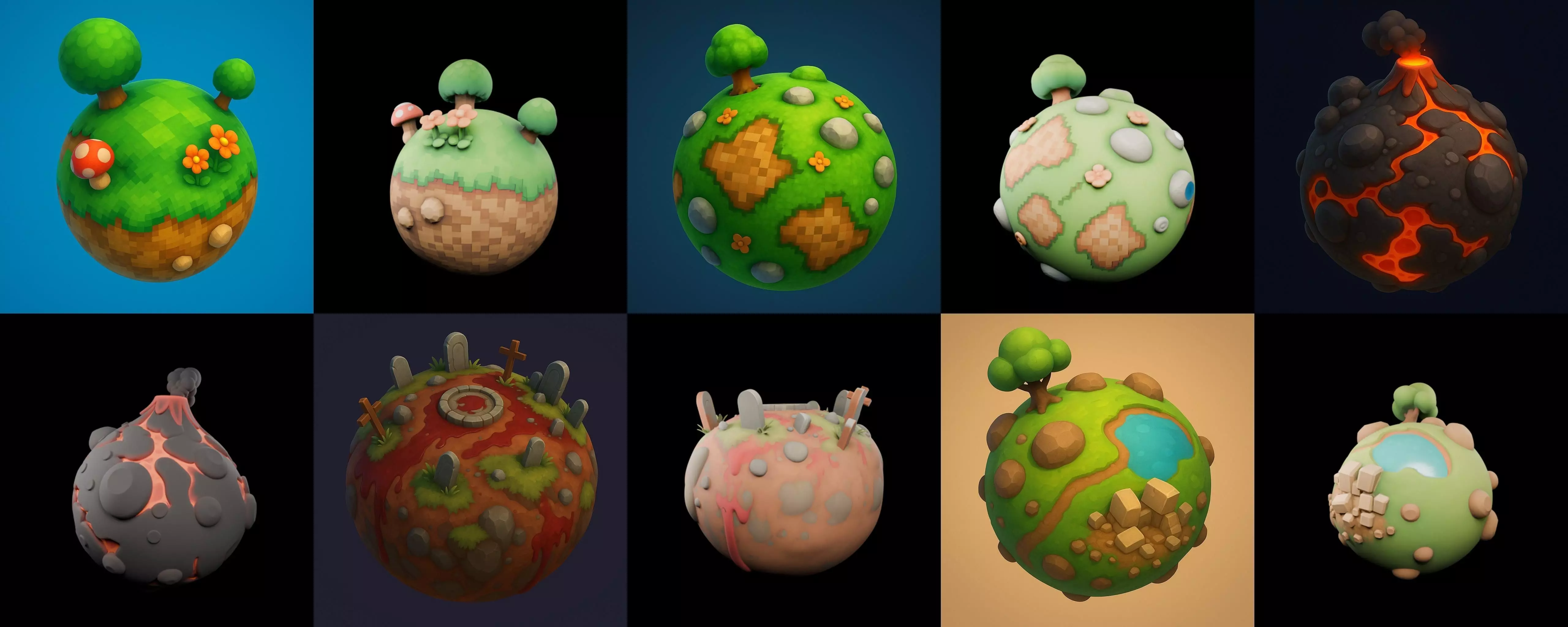 Mini Planet bundle 11 pack 100 glb 3D model_17