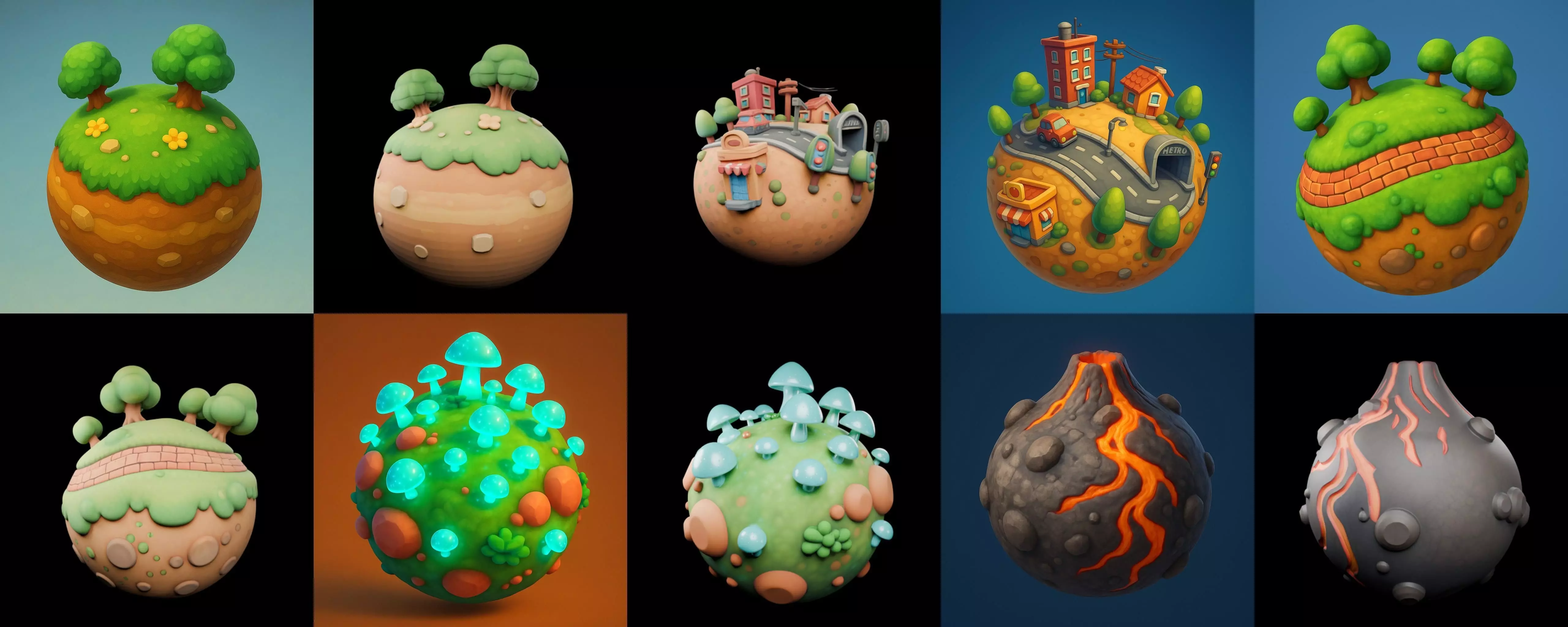 Mini Planet bundle 11 pack 100 glb 3D model_13