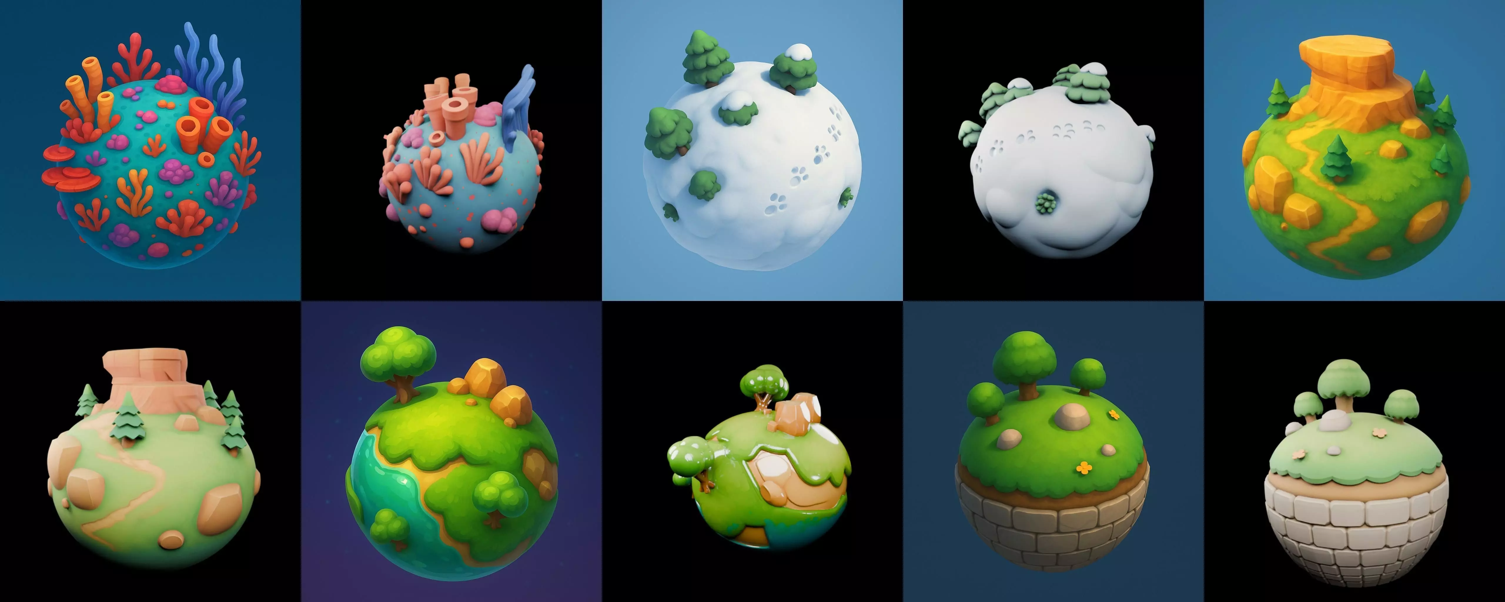Mini Planet bundle 1 pack 100 glb 3D model_6