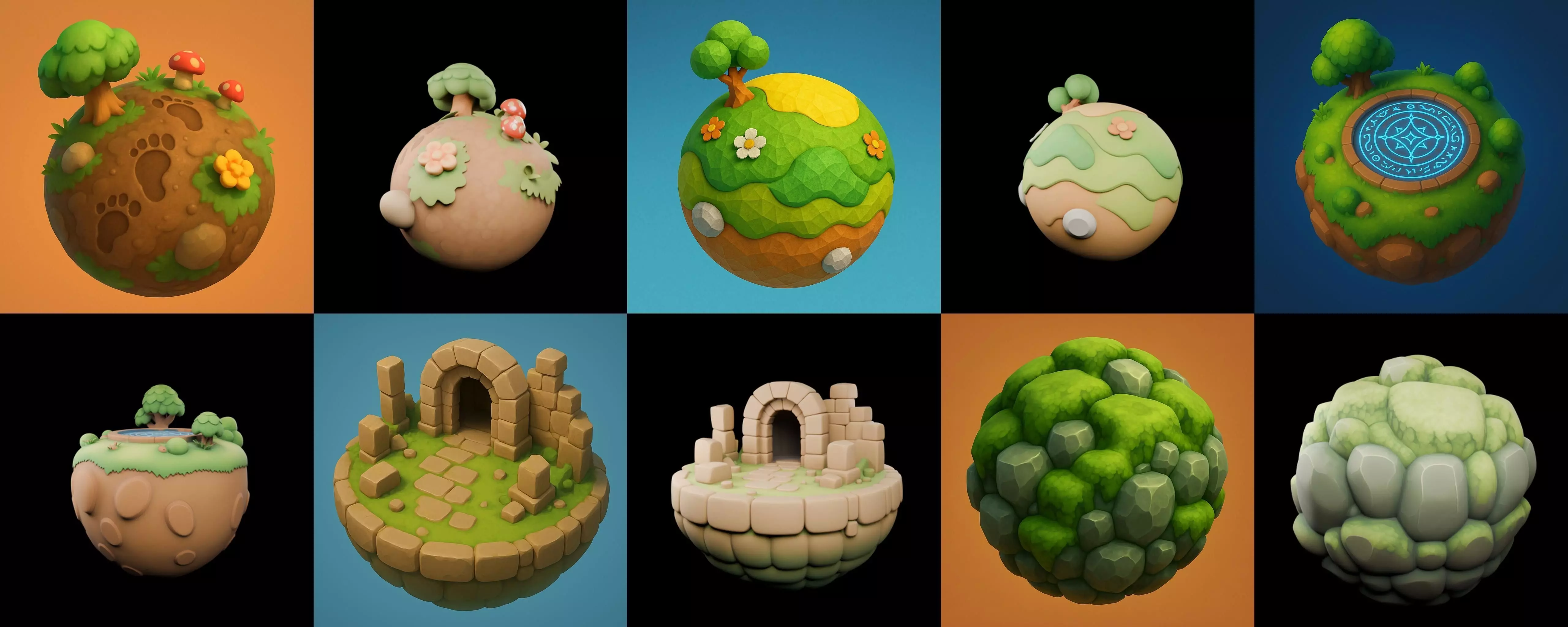 Mini Planet bundle 1 pack 100 glb 3D model_10