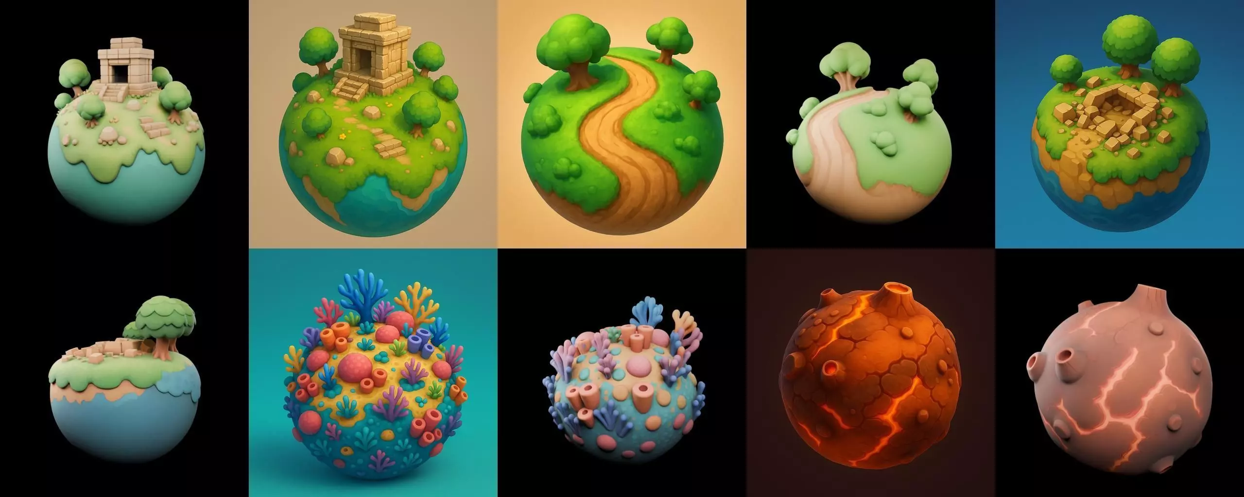 Mini Planet bundle 1 pack 100 glb 3D model_9
