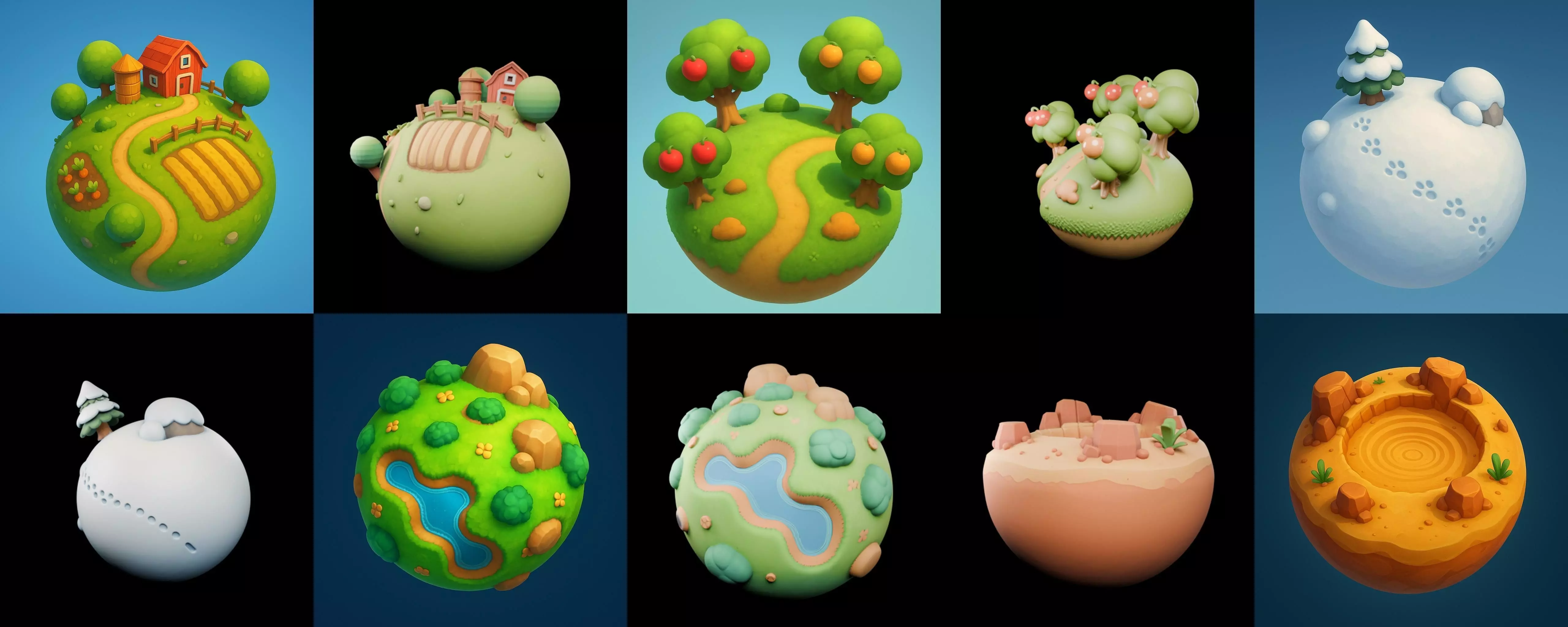 Mini Planet bundle 1 pack 100 glb 3D model_1