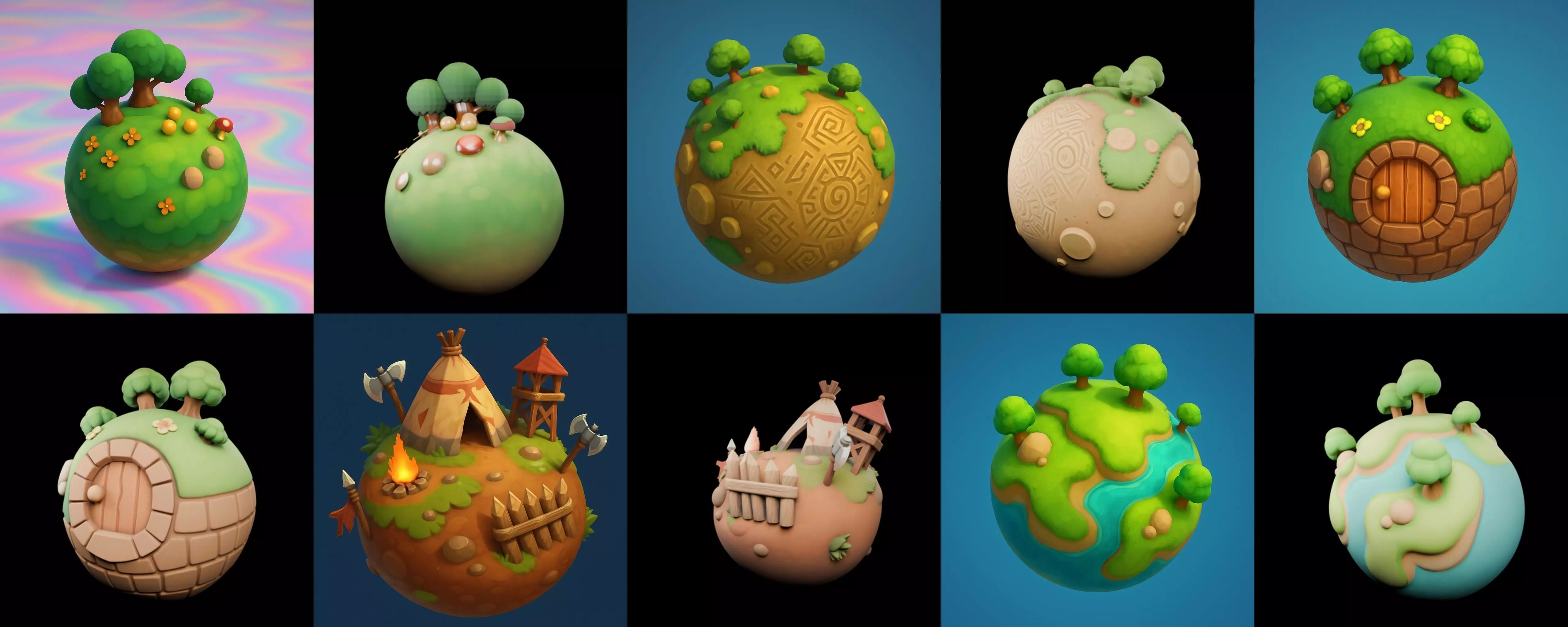 Mini Planet bundle 1 pack 100 glb 3D model_12