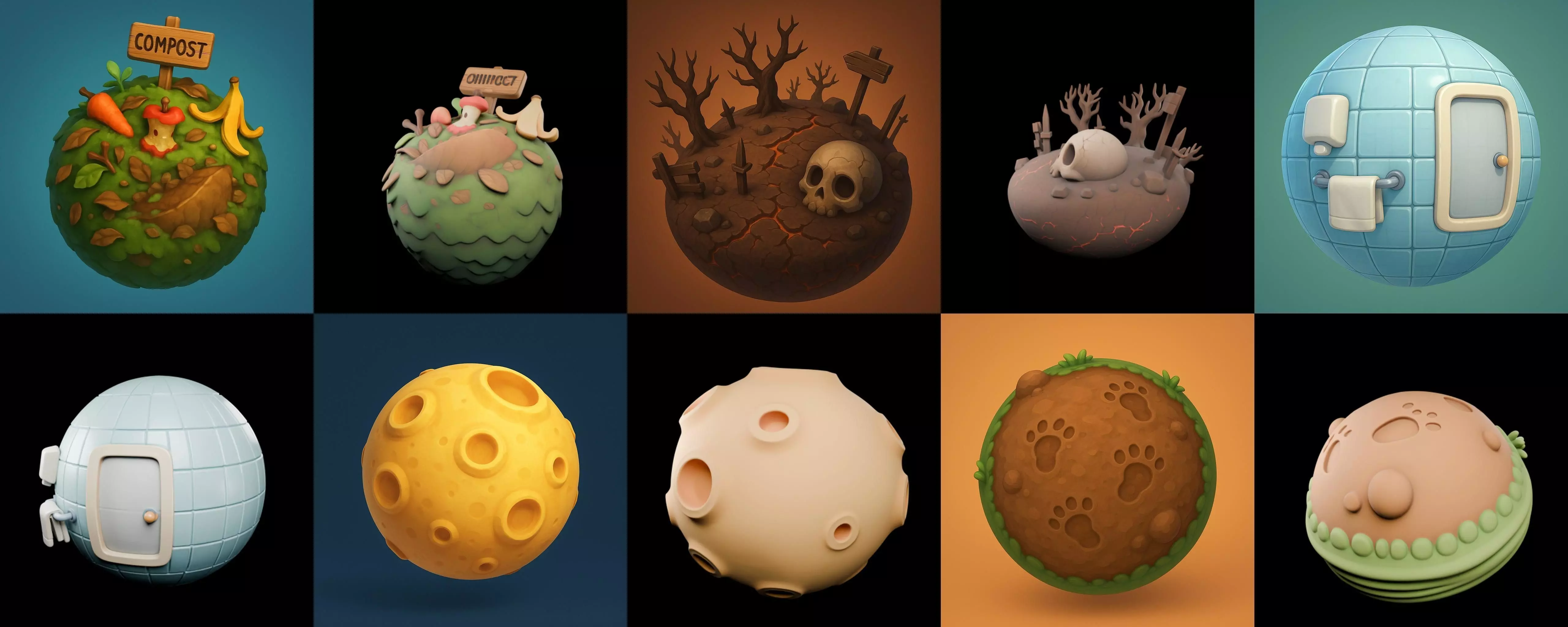 Mini Planet bundle 1 pack 100 glb 3D model_7